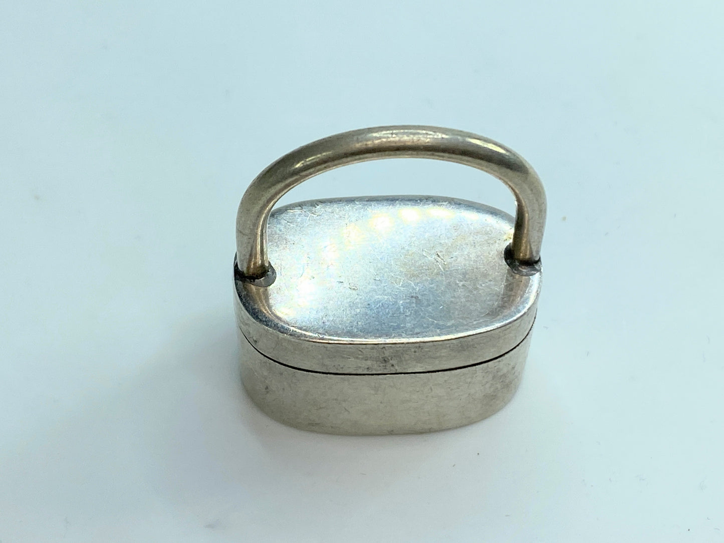Vintage Sterling Silver 925 Padlock motif hinged Pill box pendant 1.5" 20g SS08