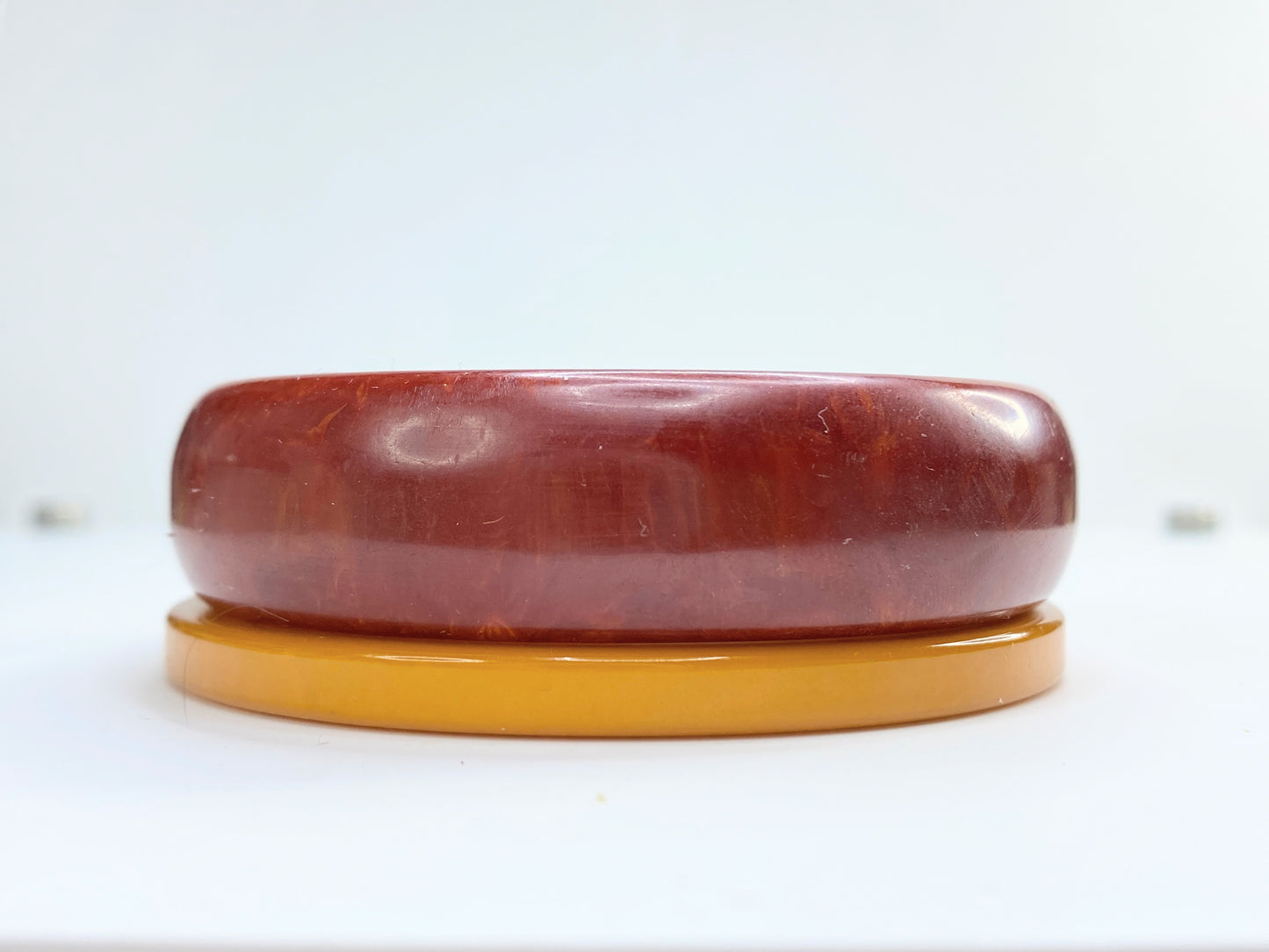 Bakelite Catalin nature grain pattern oxblood burgundy amber color bangle GS182