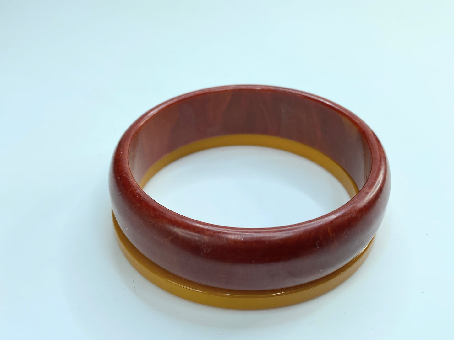 Bakelite Catalin nature grain pattern oxblood burgundy amber color bangle GS182