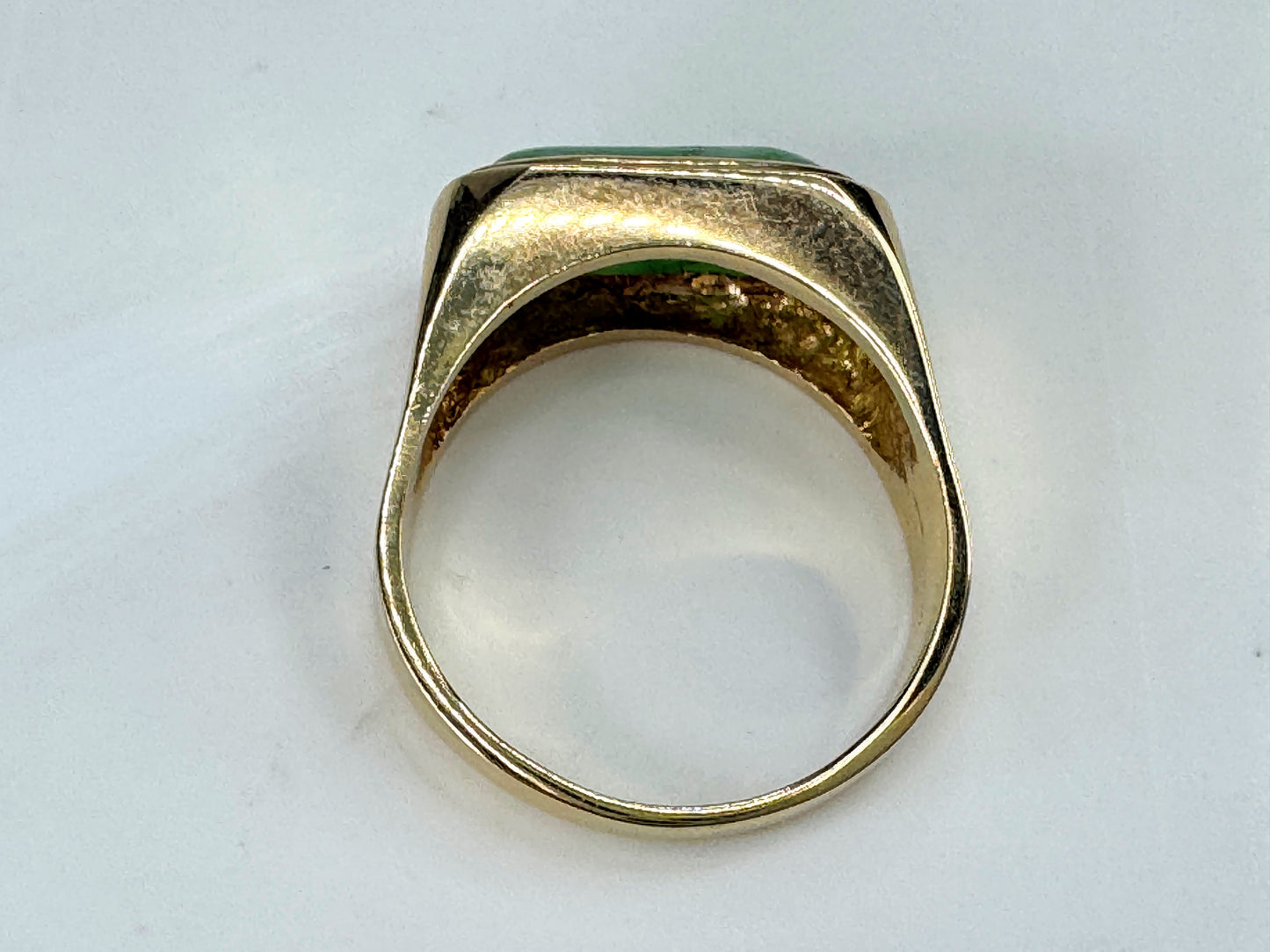 Vintage 14K Gold Jadeite Saddle Ring Men’s 8.1g Size 9.5 JR1858