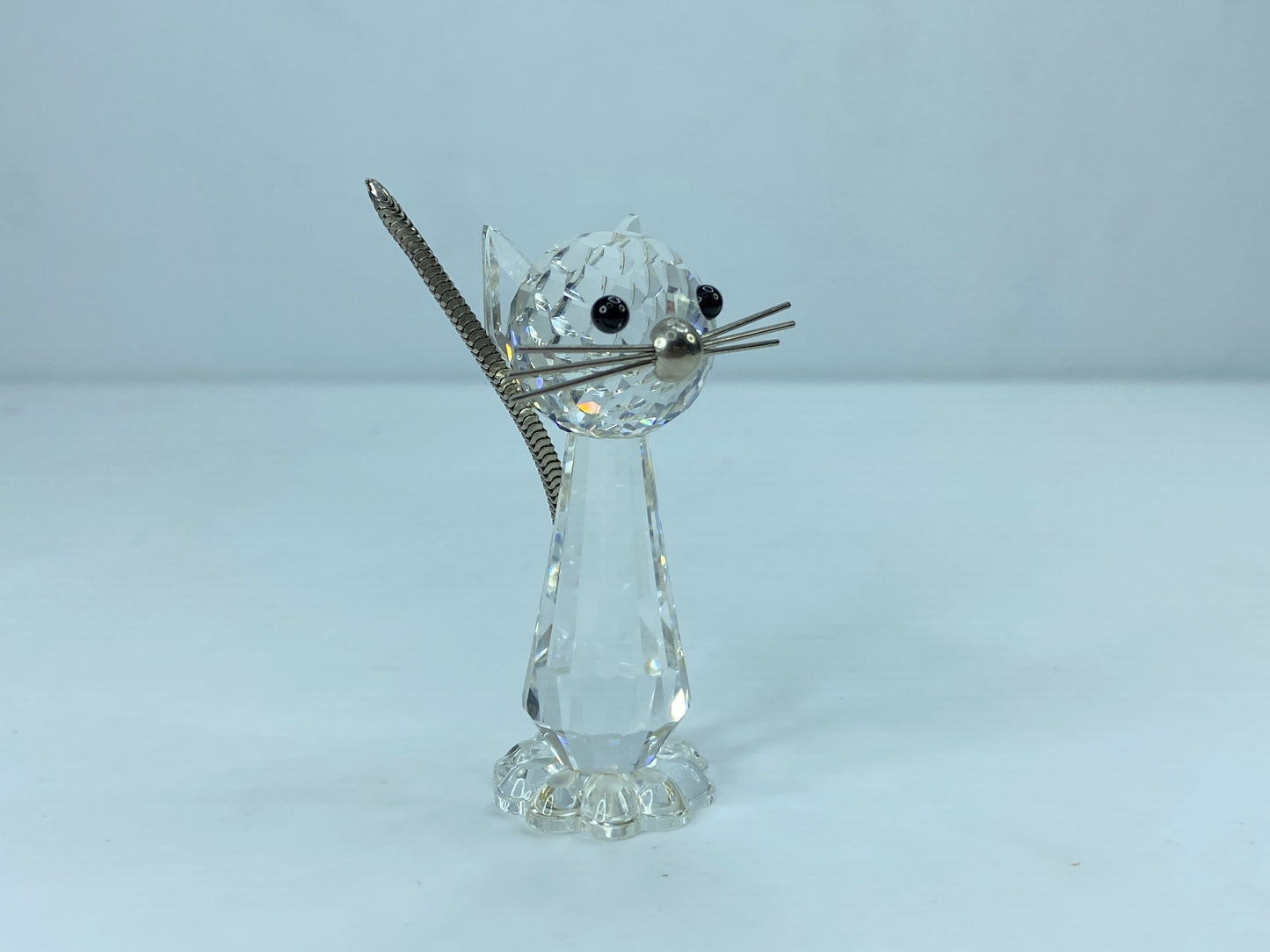 Swarovski Cat With metal Tails Whiskers 3"H Large 7634NR70 COA Mirror S85