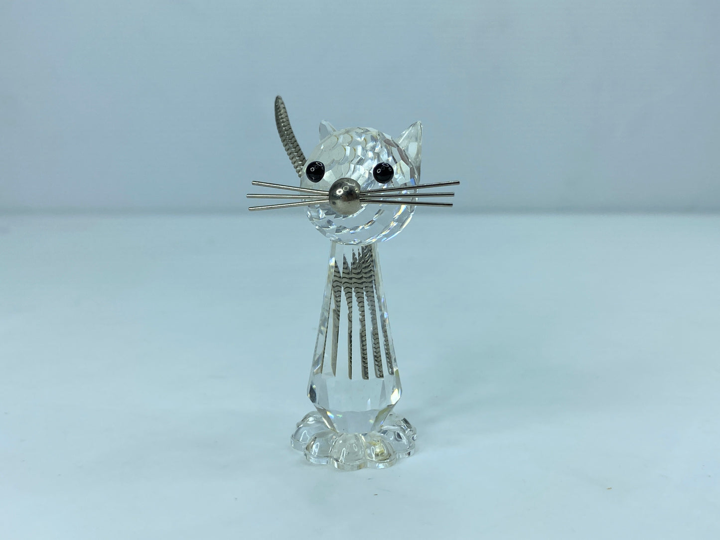 Swarovski Cat With metal Tails Whiskers 3"H Large 7634NR70 COA Mirror S85