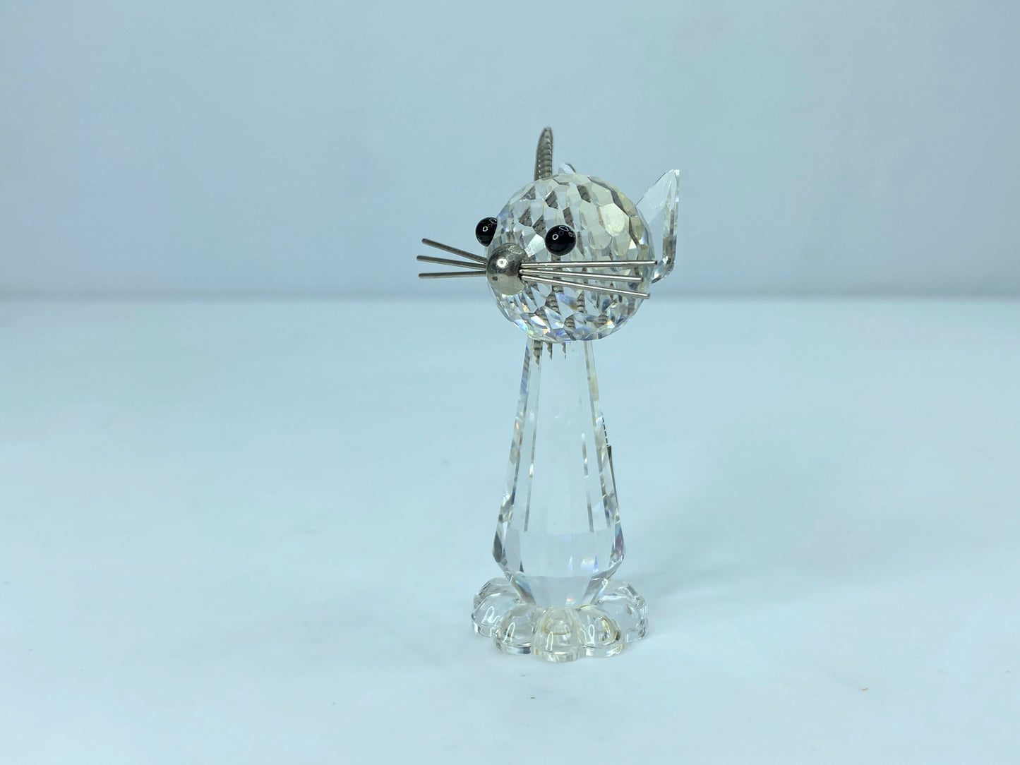 Swarovski Cat With metal Tails Whiskers 3"H Large 7634NR70 COA Mirror S85