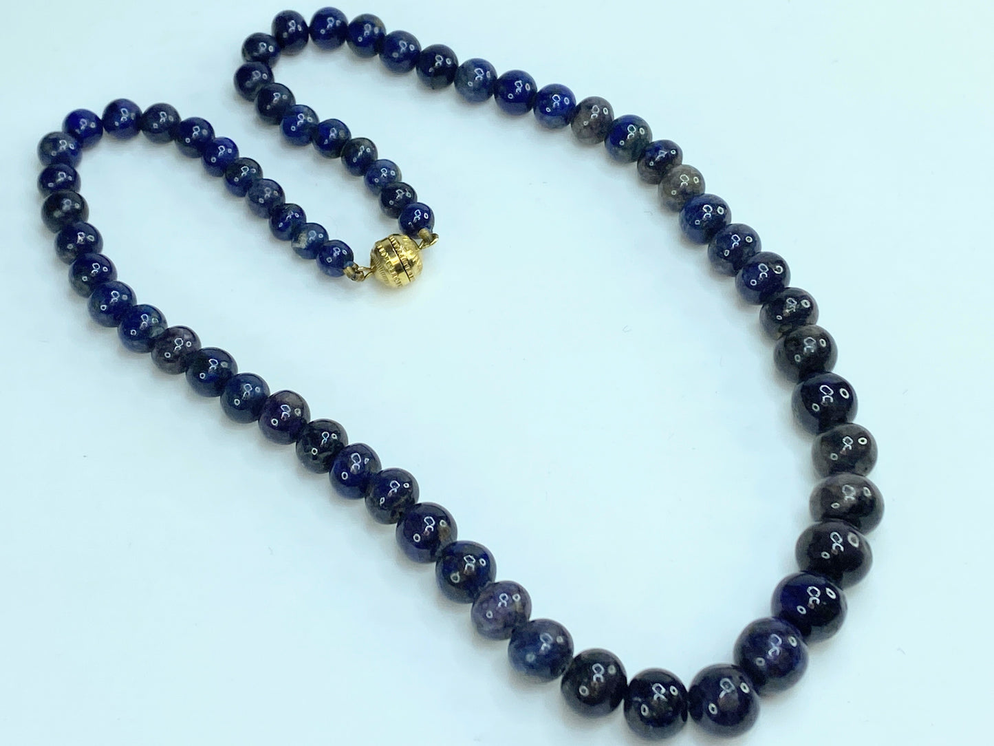 Classic Lapis Lazuli Graduated Bead Necklace 18" 47g GS196