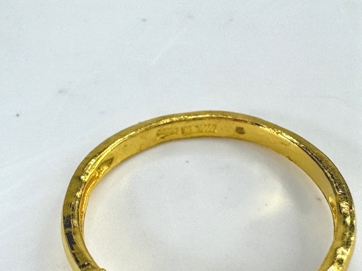 24K 999 gold star moon open cuff ring adjustable celestial band size 6 2.7gJR187