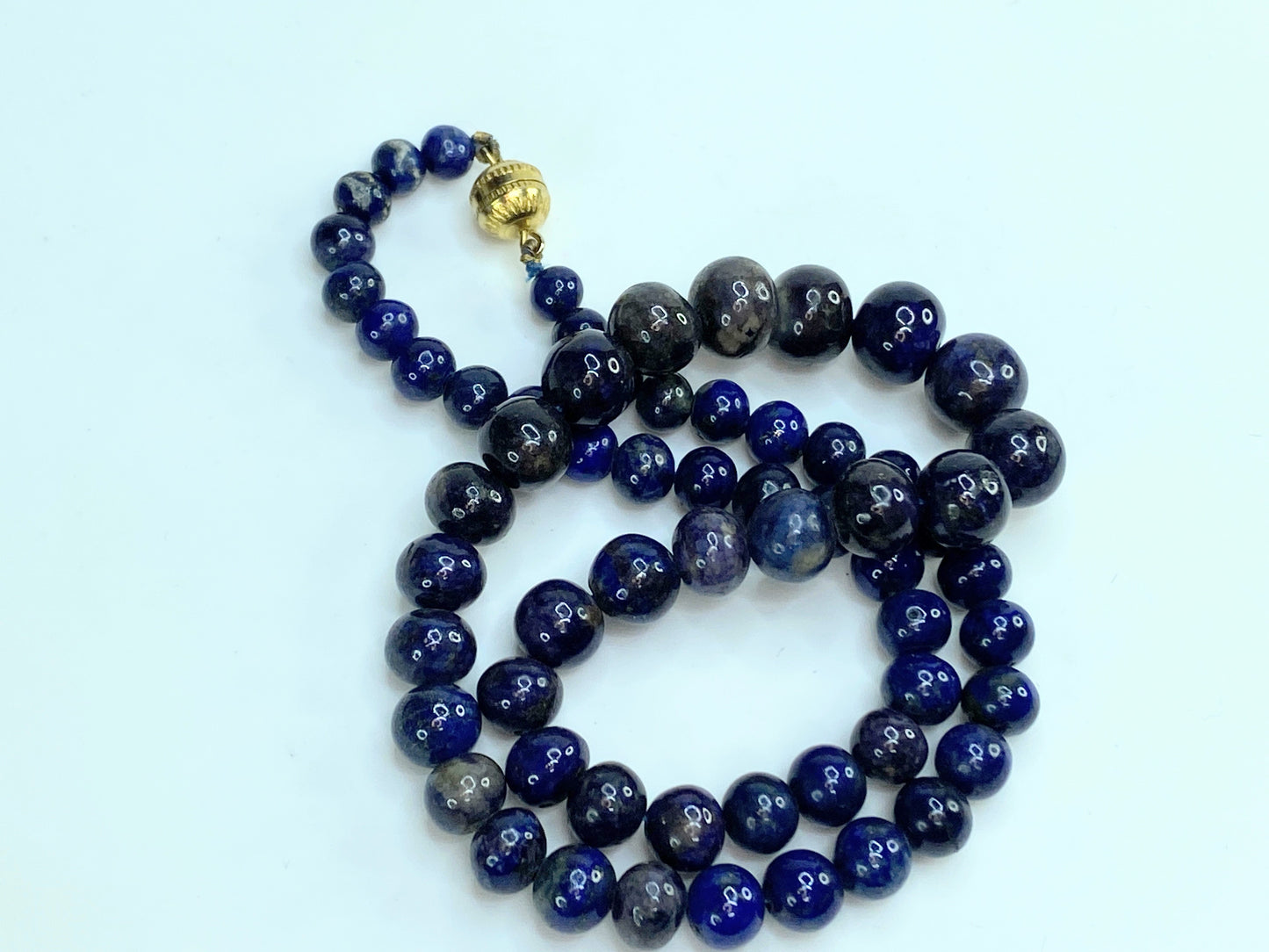 Classic Lapis Lazuli Graduated Bead Necklace 18" 47g GS196
