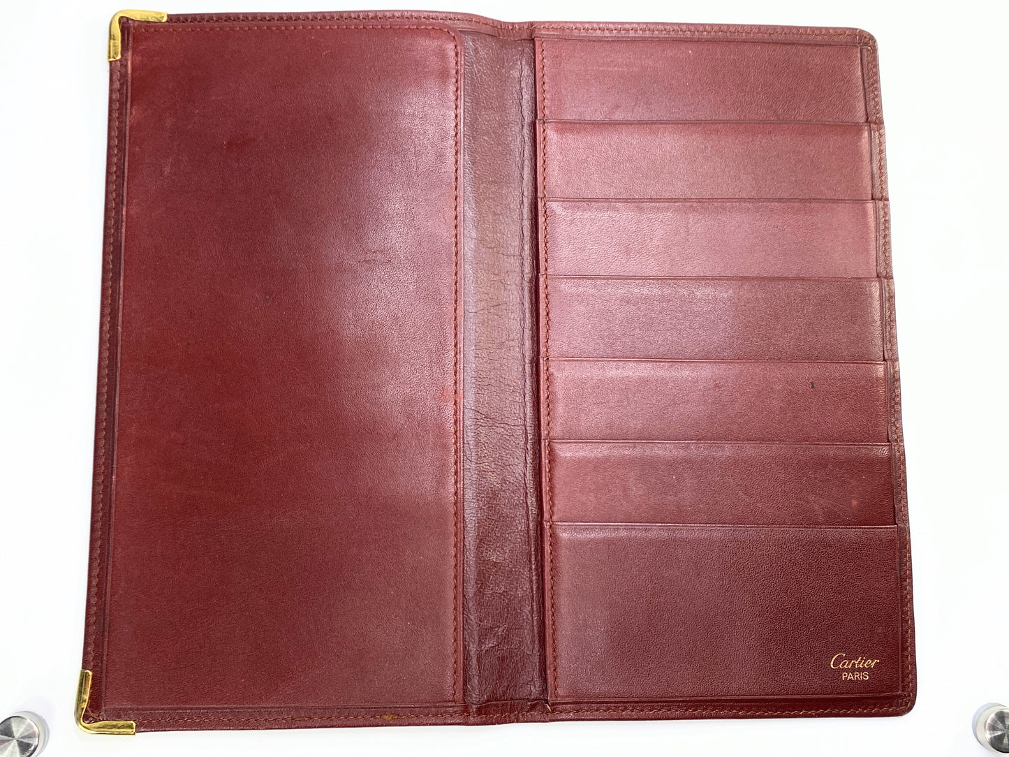 Cartier Red Breast Pocket Wallet with gold-tone hardware, trim leather 7.5" A239