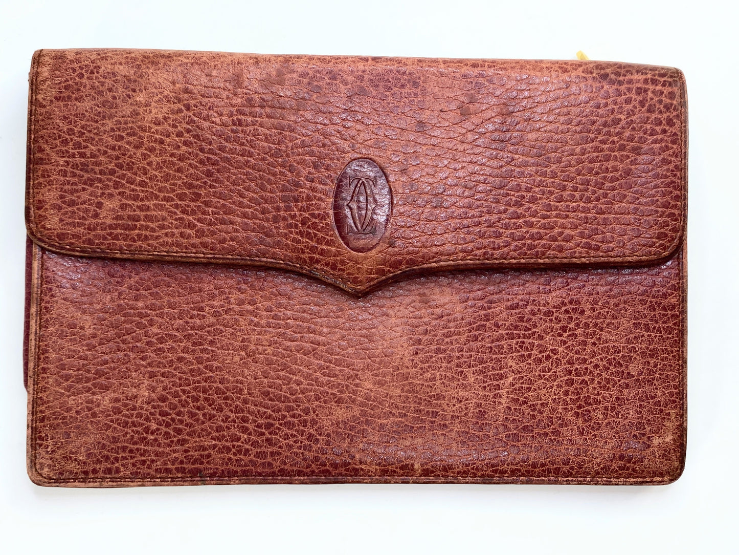 Cartier Leather wallet Burgundy, zipper pocket belt carrying bag 7.0" A240