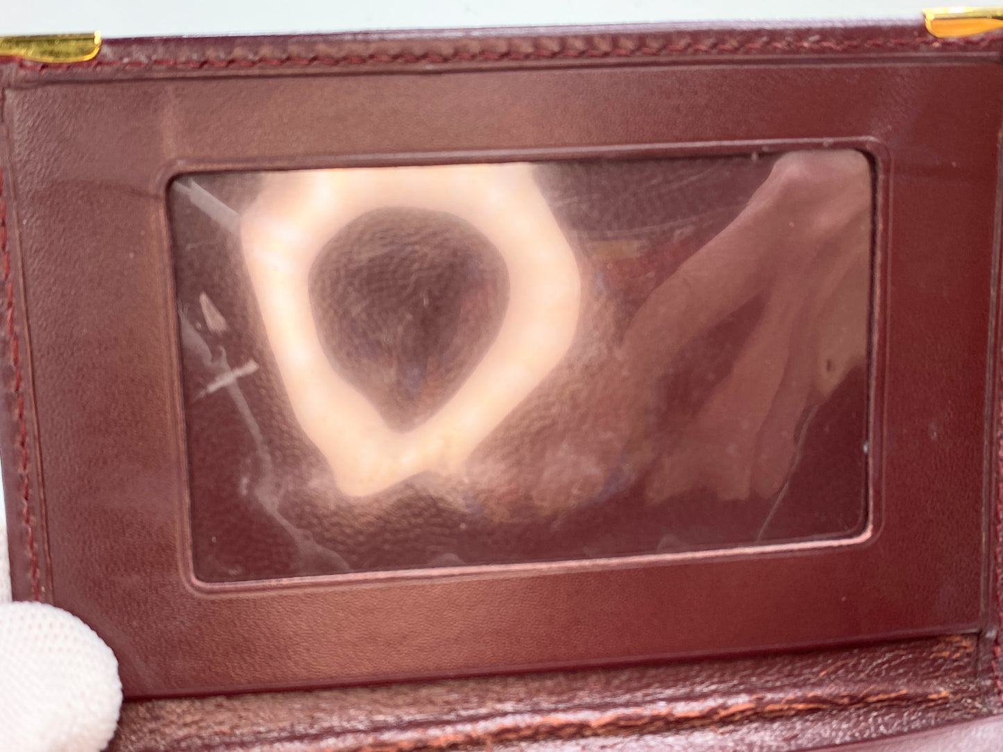 Cartier Must De wallet Red Burgundy bi-folded Leather gold-tone hardware A241