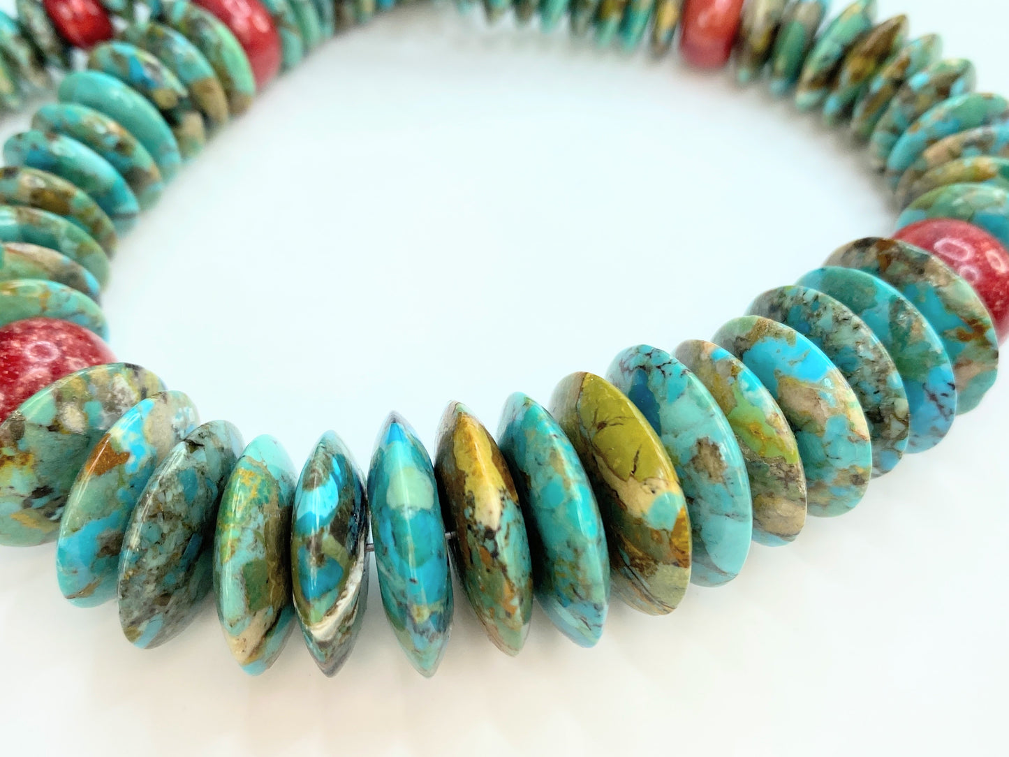 Jay King Turquoise & Red Spiny Oyster Necklace in Sterling Silver 18" 103g JR70