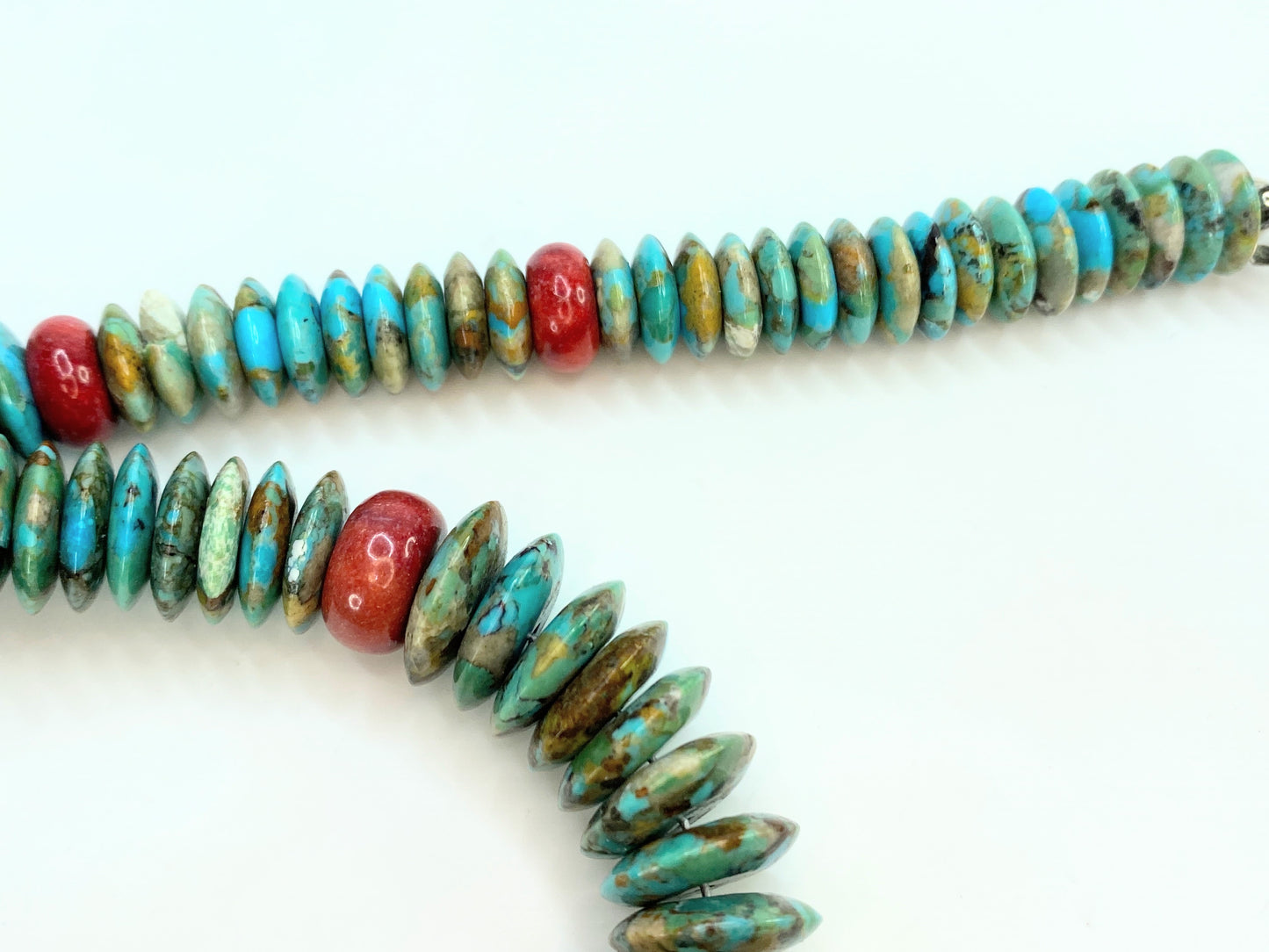 Jay King Turquoise & Red Spiny Oyster Necklace in Sterling Silver 18" 103g JR70