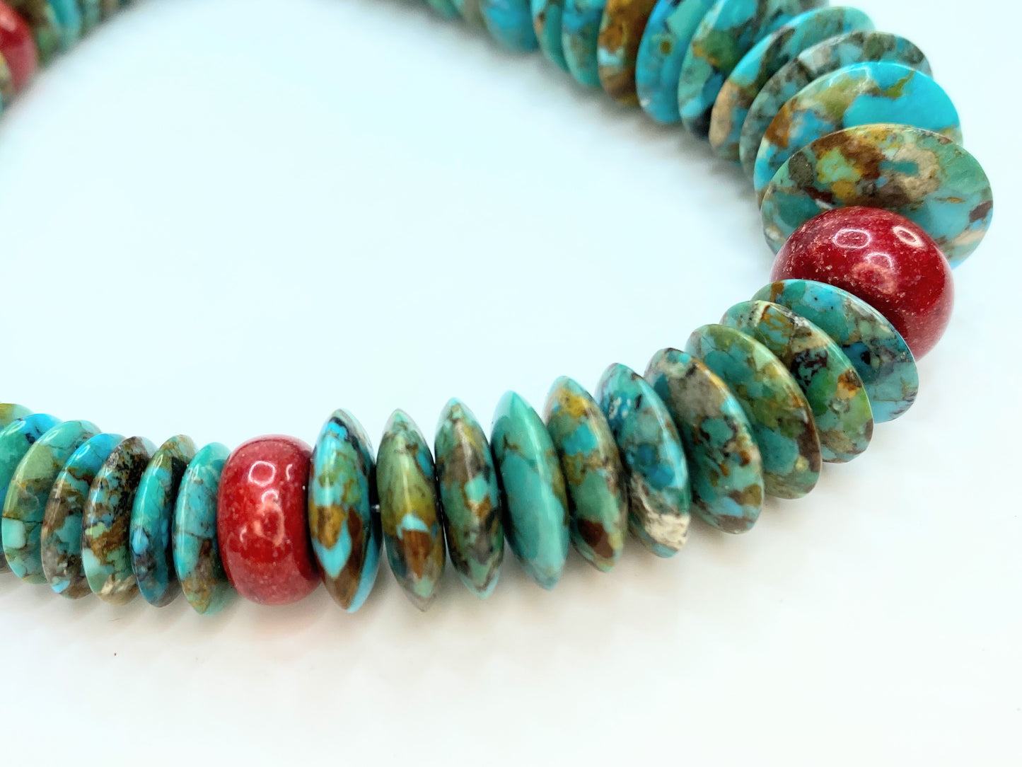 Jay King Turquoise & Red Spiny Oyster Necklace in Sterling Silver 18" 103g JR70