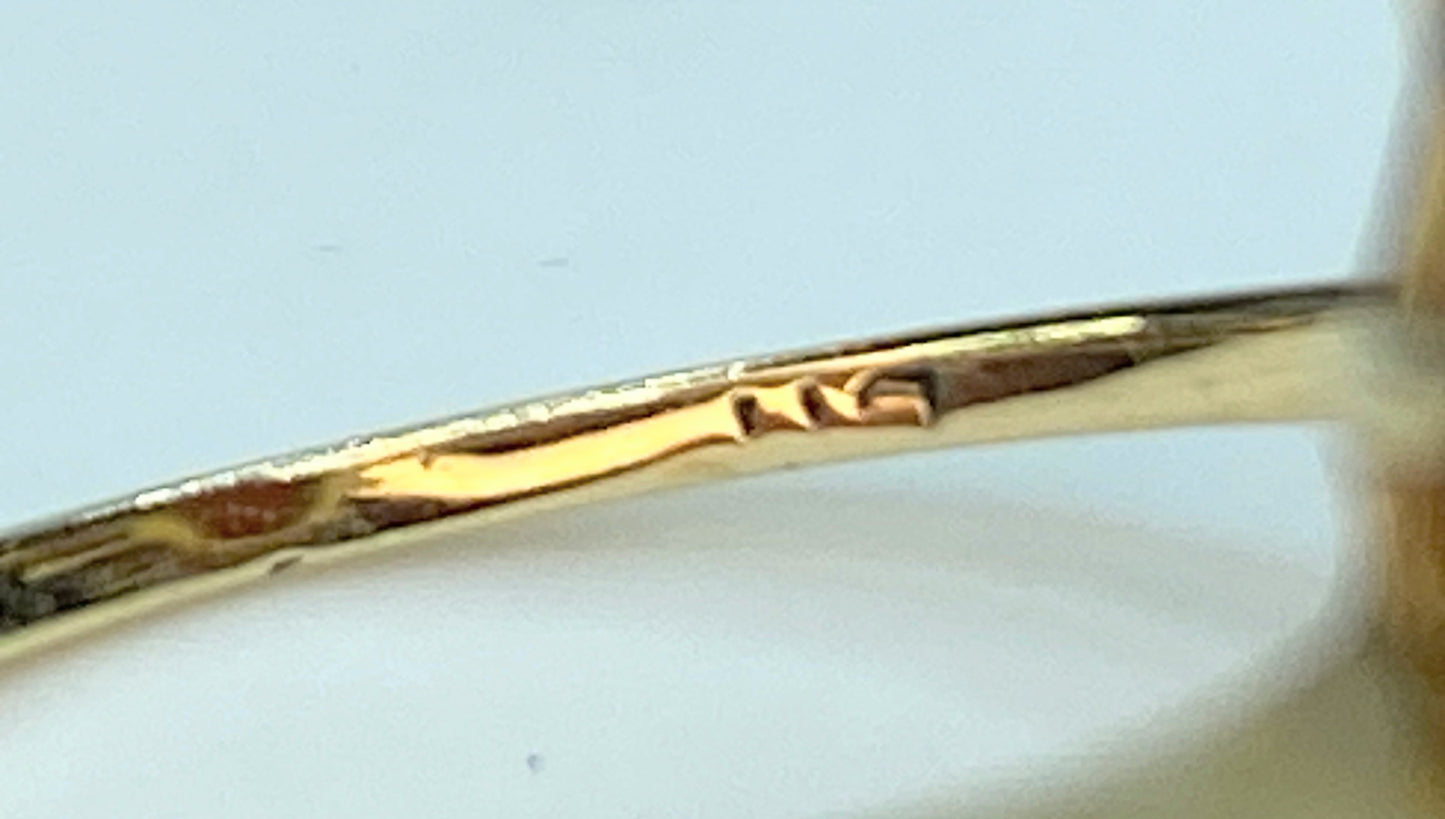 Sardonyx Cameo with Pink Tourmaline Side Stones Halo Ring 14K gold s9.5 JR72