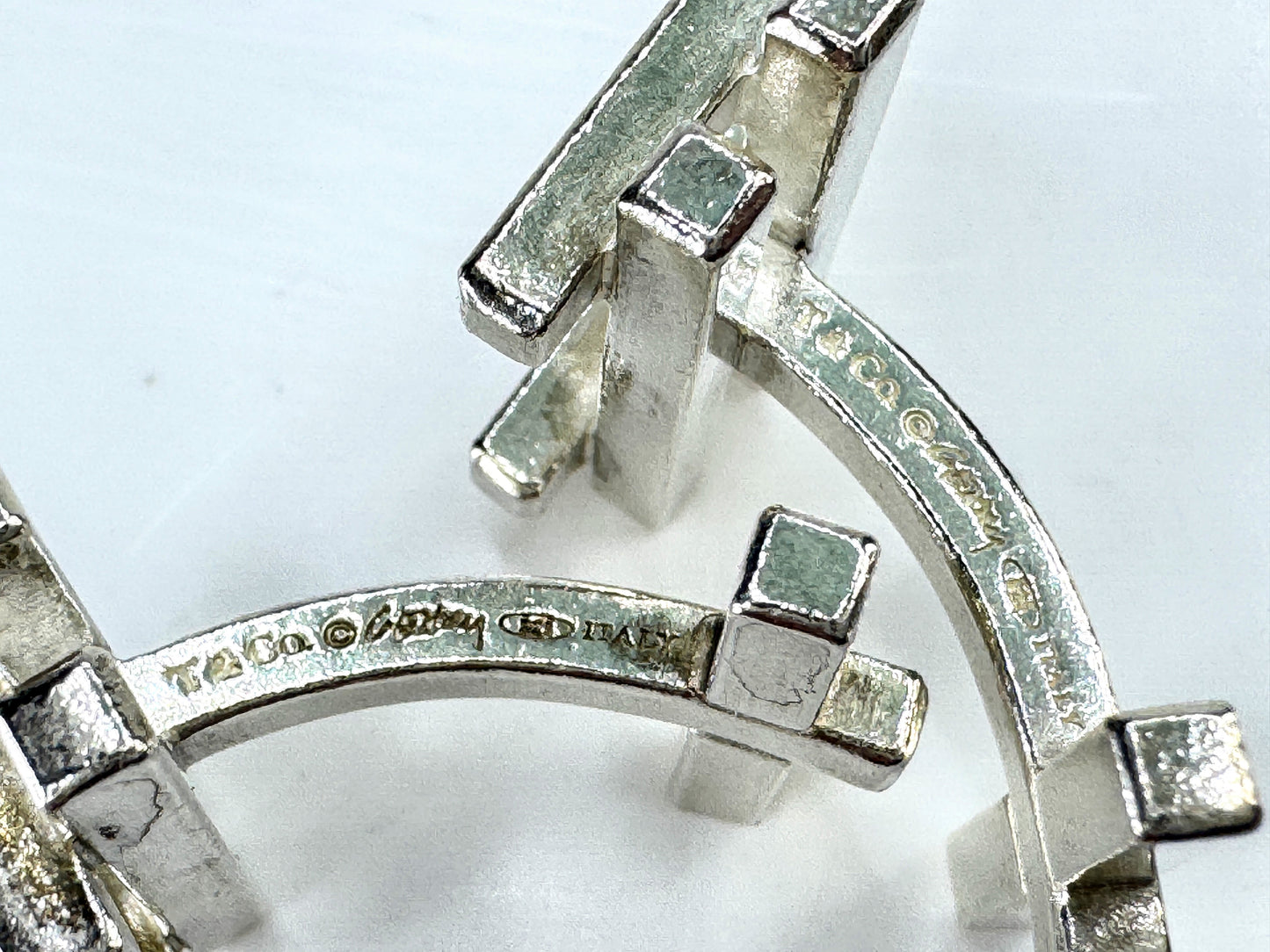 Vintage Tiffany & Co. Frank Gehry axis sterling silver designer cufflinks SS464