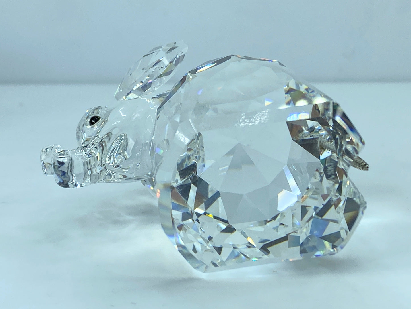 Swarovski Crystal Elephant with Metal Tail 2.5" tall Mint COA Mirror S101