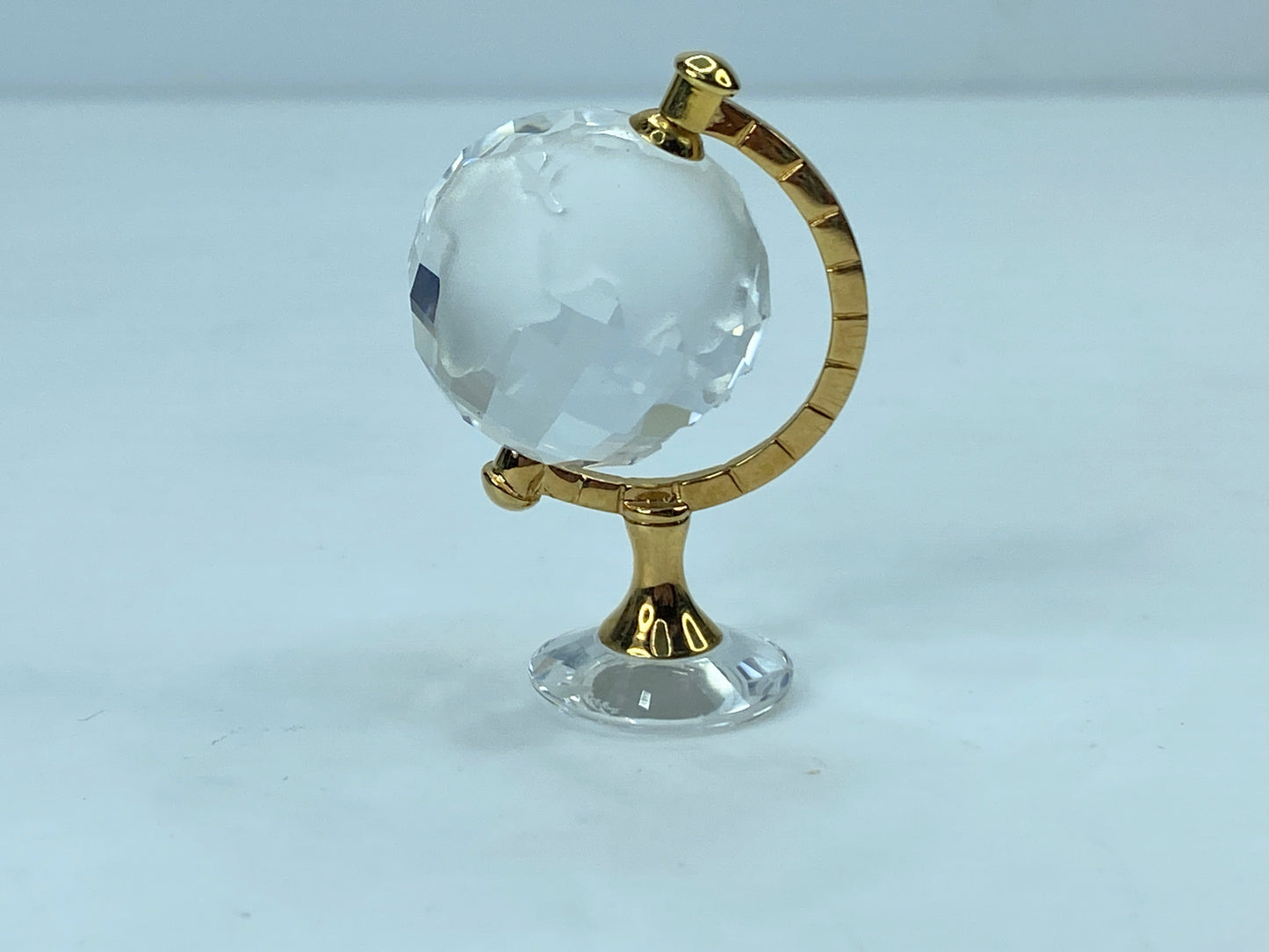 Retired Swarovski Crystal Mini Globe with Etched Continents Mint COA S106