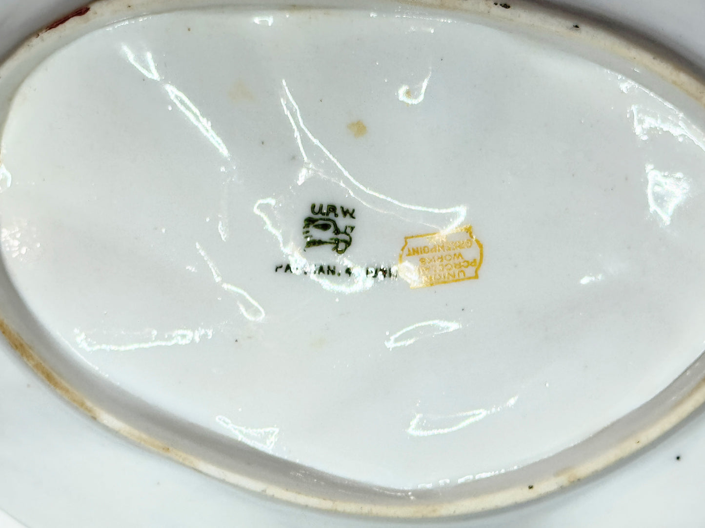Antique UPW Hand-Painted Oyster Plate, Nautical Motif, French Style A714