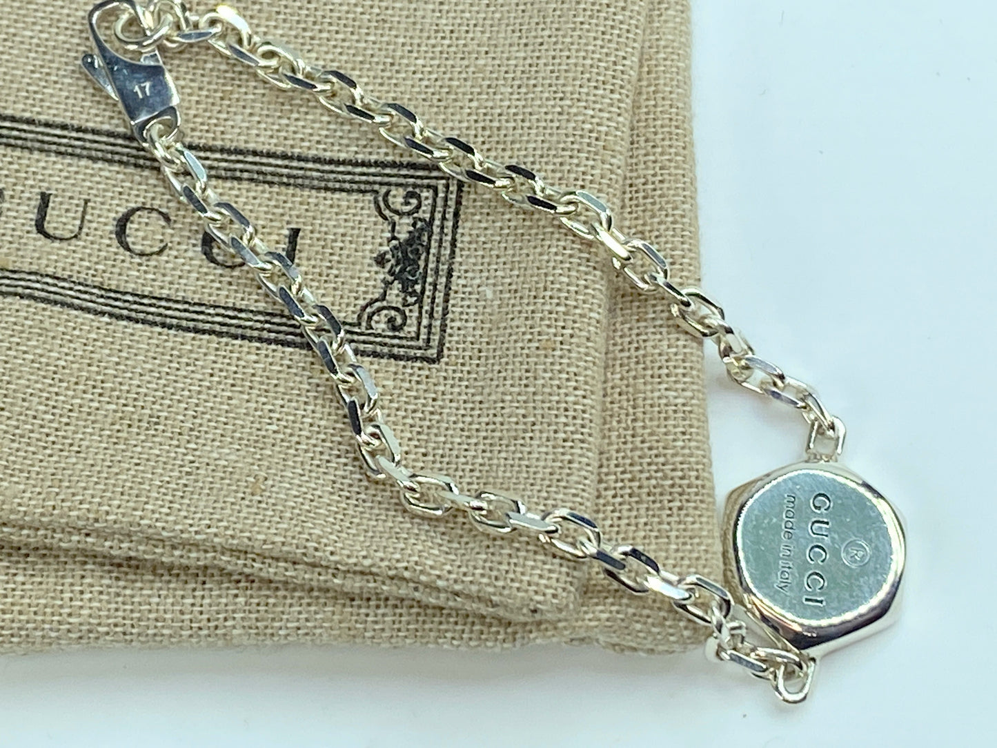 Gucci Women's Trademark Charm Bracelet in Sterling Silver w/bag 6.5" 9.4g JR80