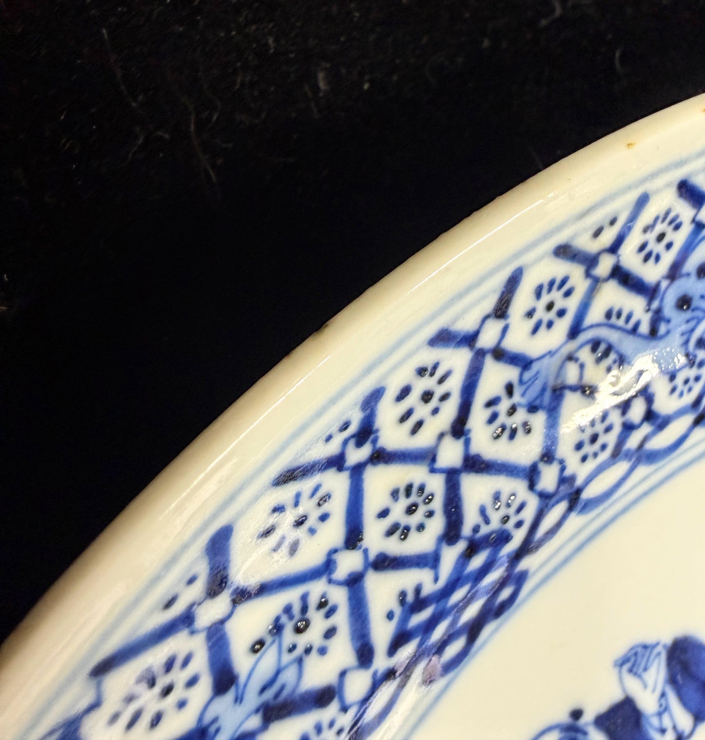 Antique Chinese Blue White Boys Playing Oval Platter Early 20th C A1101