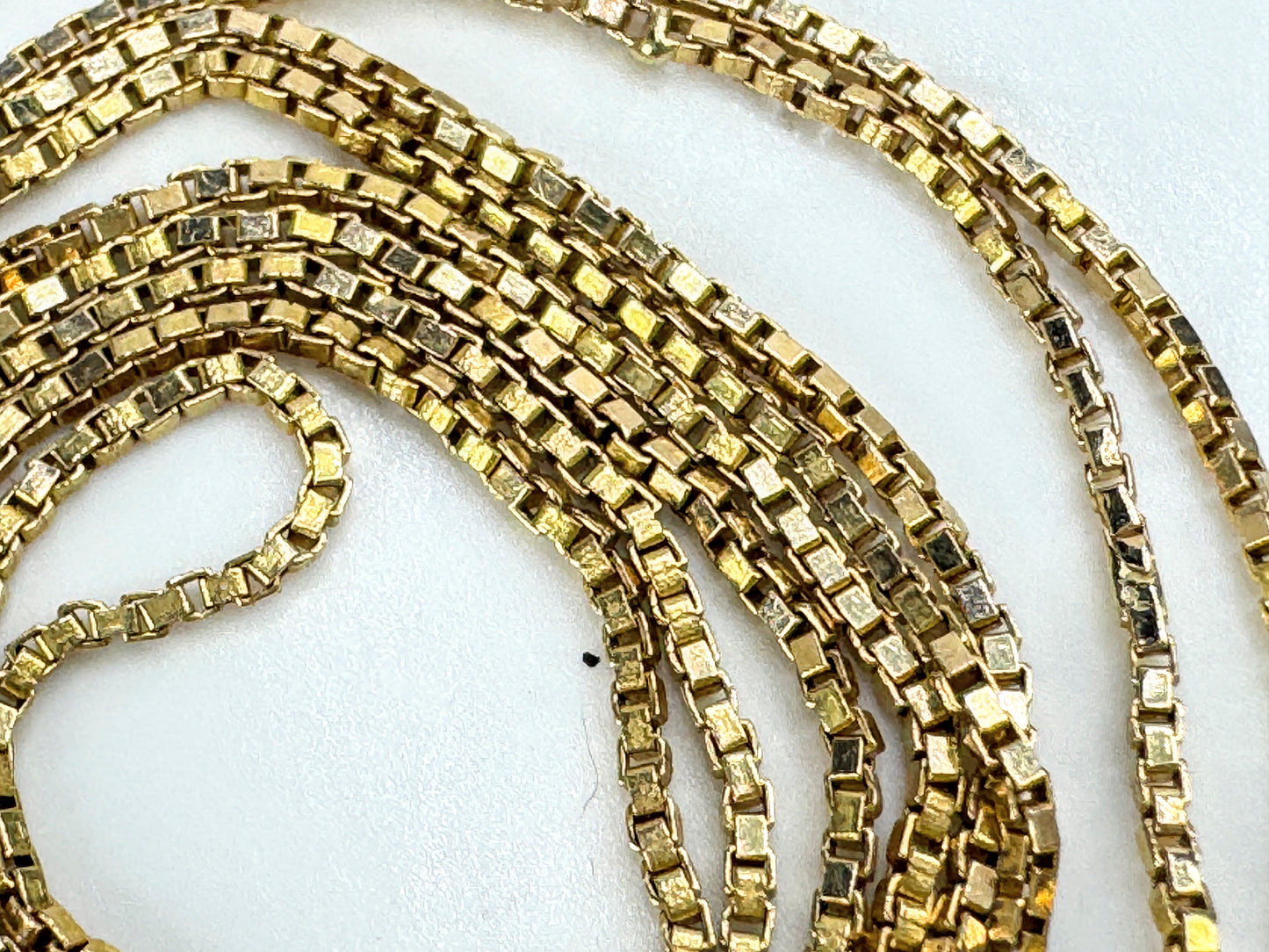 Vintage 14K yellow gold 24-inch box chain necklace 0.92mm classic link JR1913