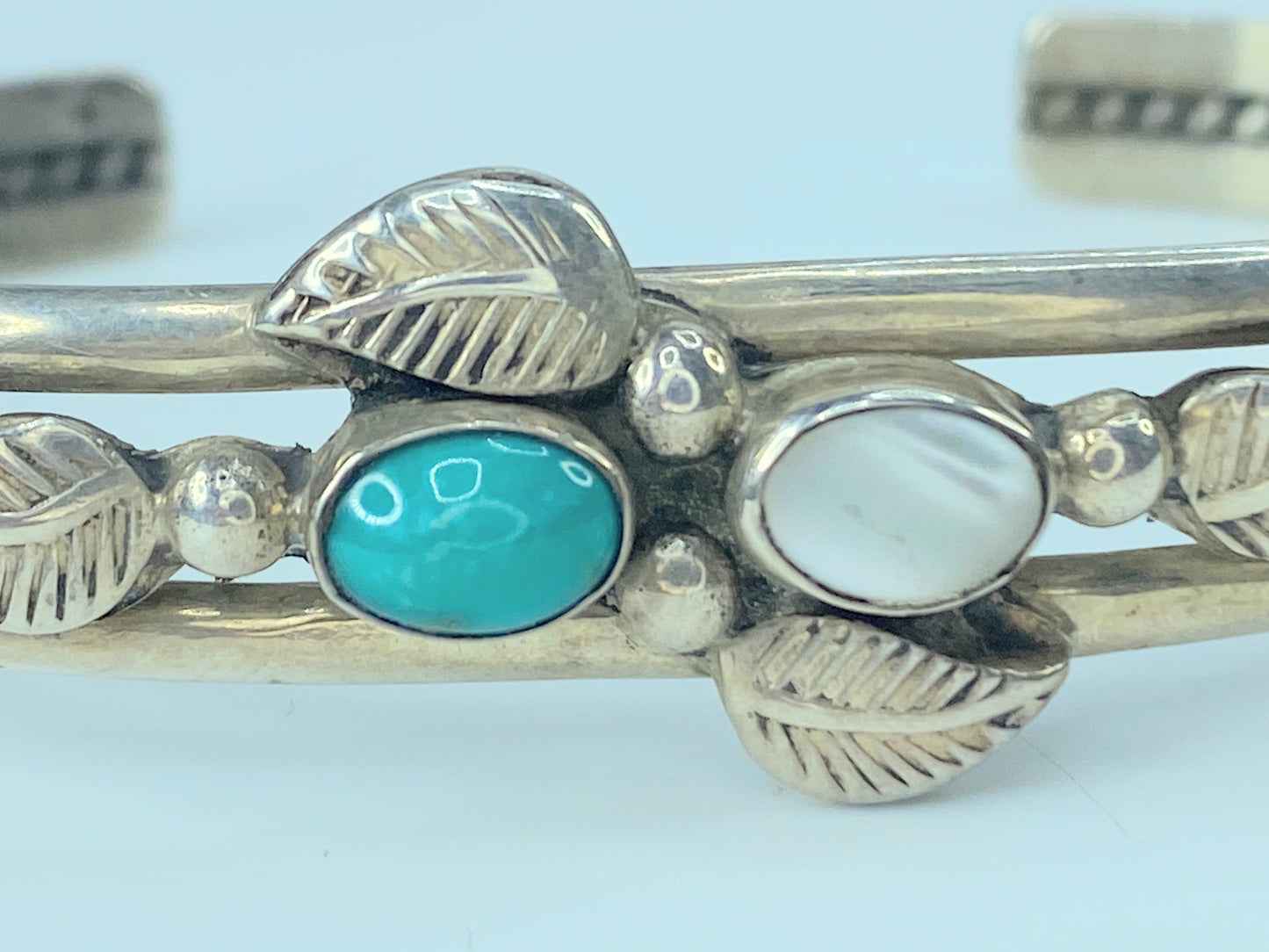 Pauline Begay Navajo Sterling Moonstone & Turquoise Bracelet 13.9g JR8868