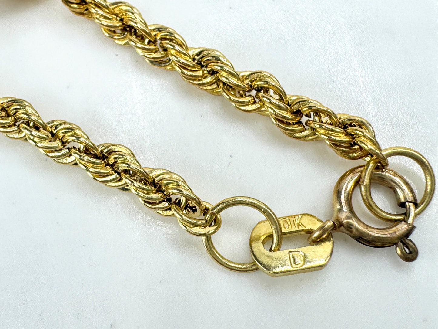Vintage 10K gold rope chain station bead bracelet delicate fine jewelry JR1914