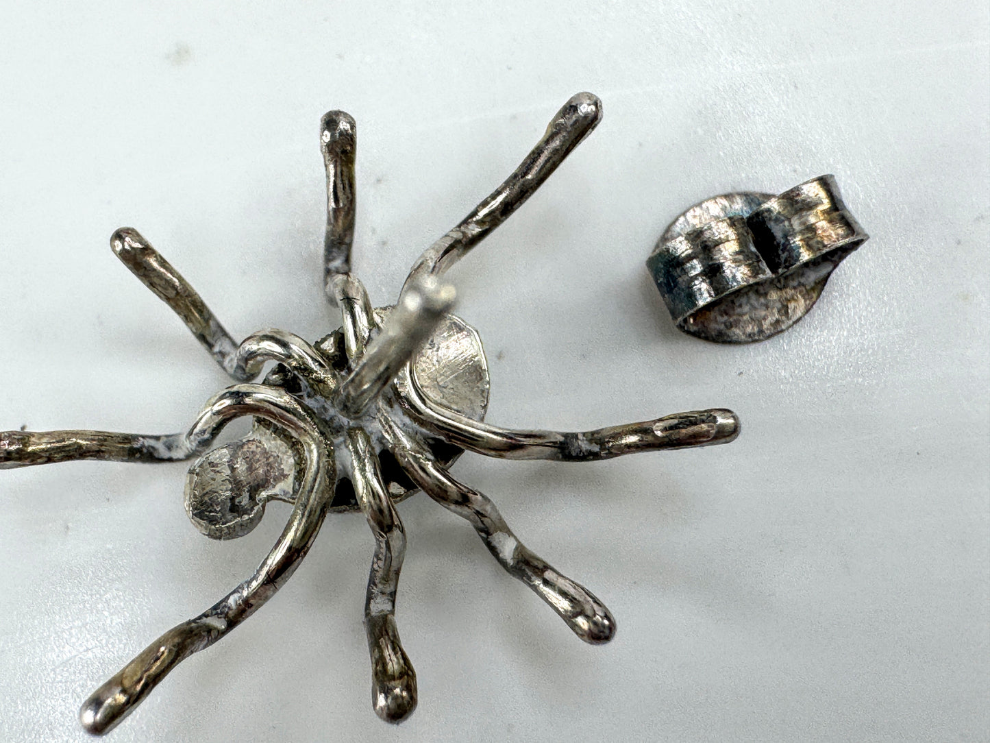 Vintage sterling silver turquoise spider stud earrings southwestern JR1917