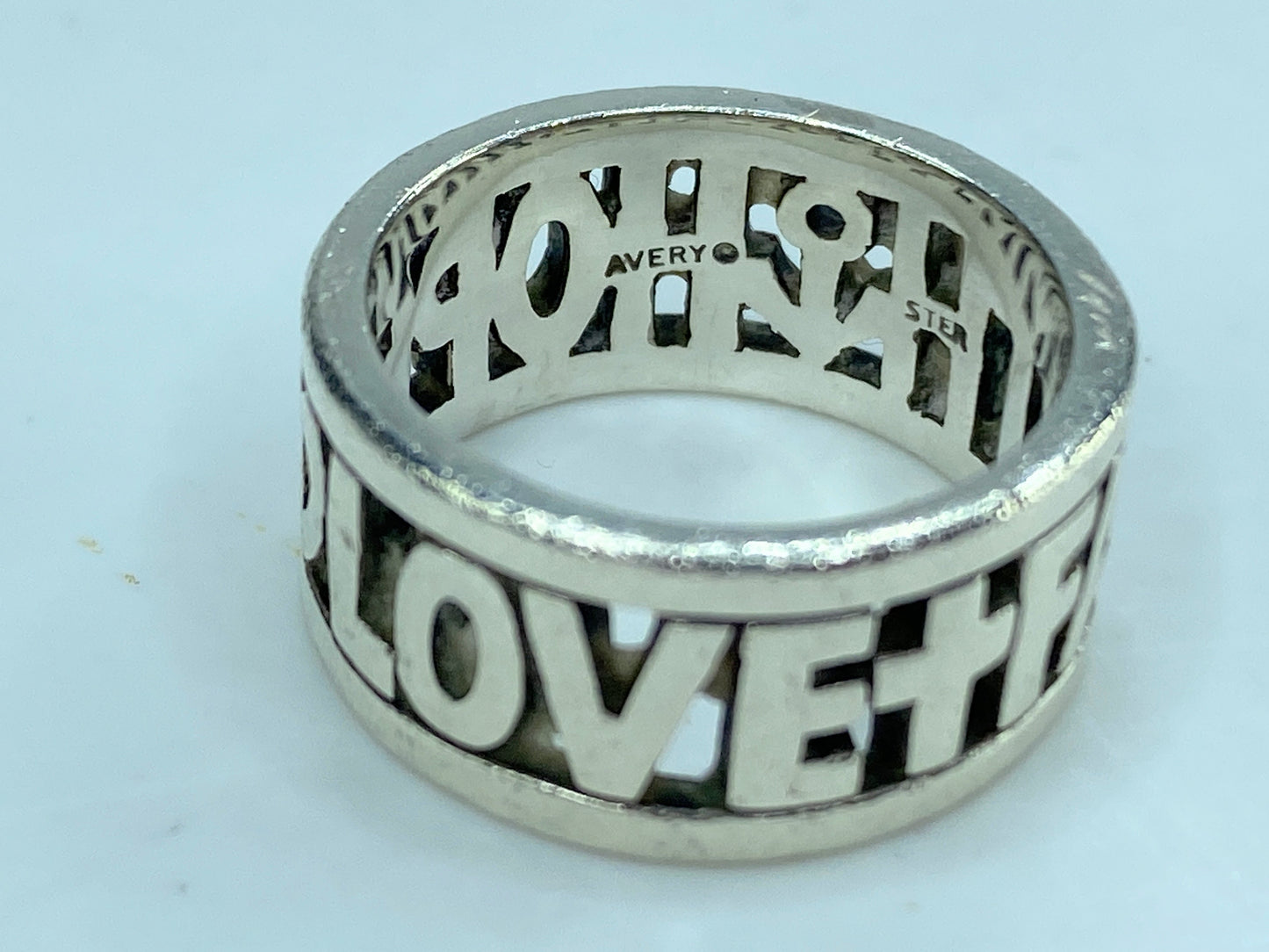 James Avery Etched out Faith Hope Love Sterling Silver Band Ring JR606