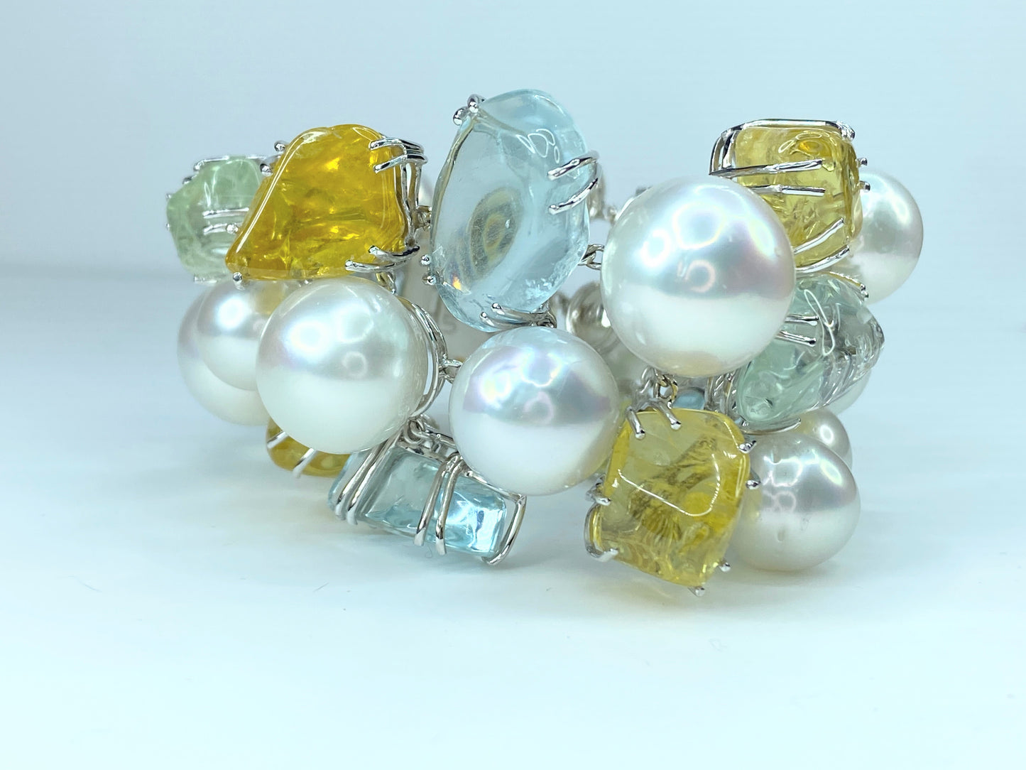 Utopia Pearls Bracelet 18Kt gold 102ct Aquamarines & Beryl JR8877