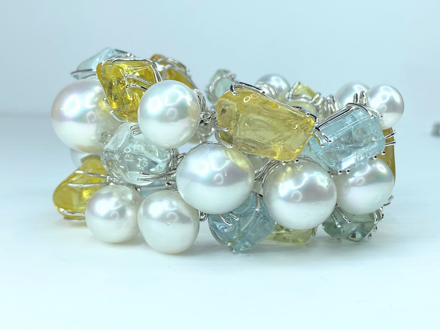 Utopia Pearls Bracelet 18Kt gold 102ct Aquamarines & Beryl JR8877