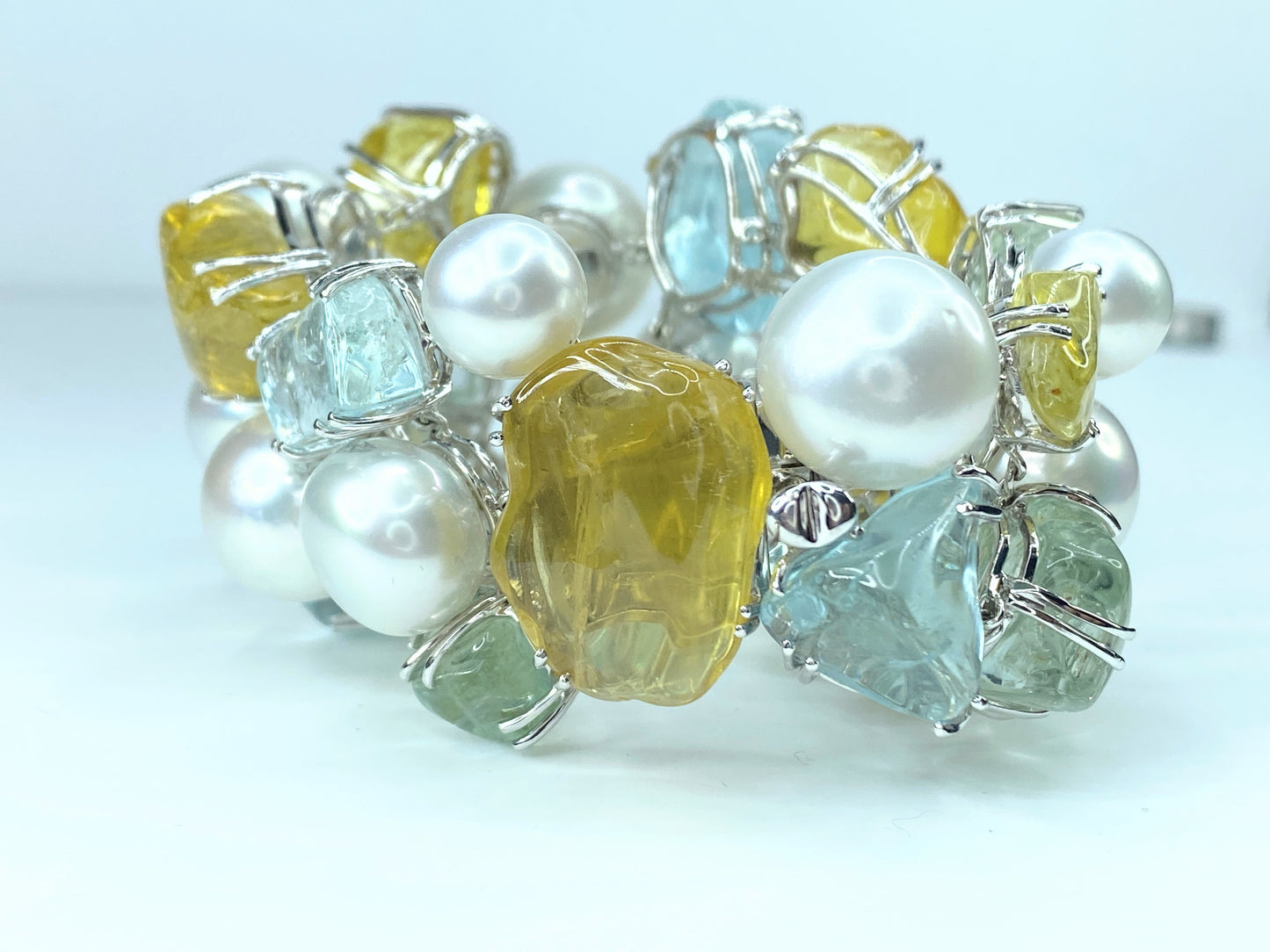 Utopia Pearls Bracelet 18Kt gold 102ct Aquamarines & Beryl JR8877