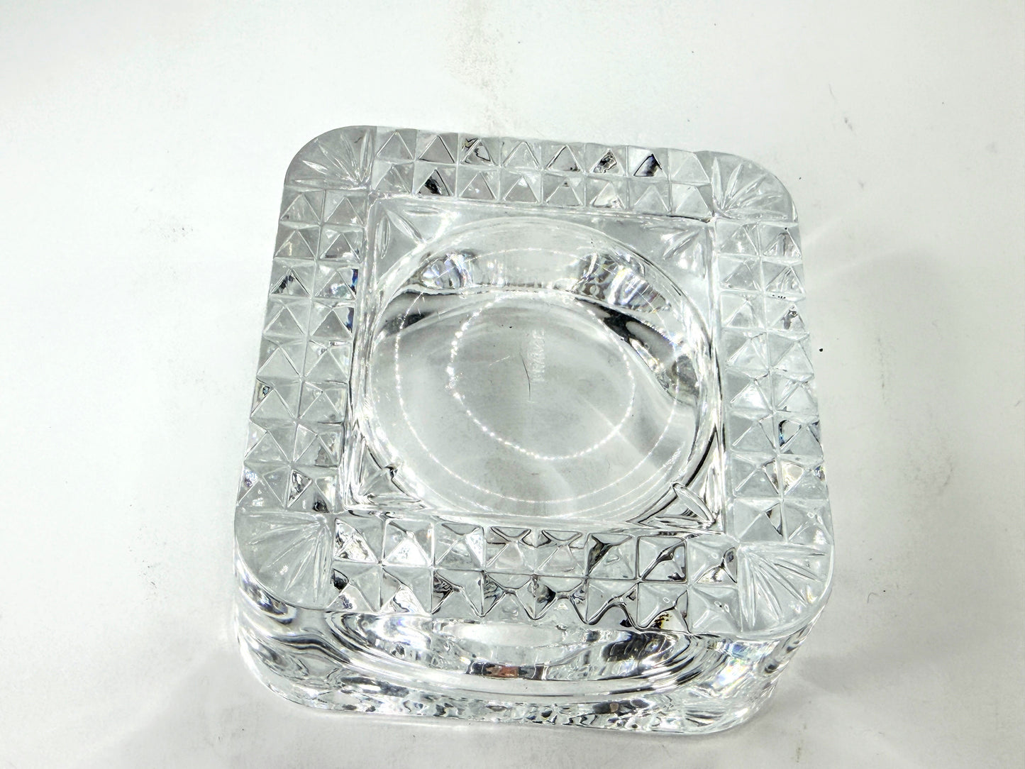 Vintage French Cut Crystal Square Ashtray Made in France A1122