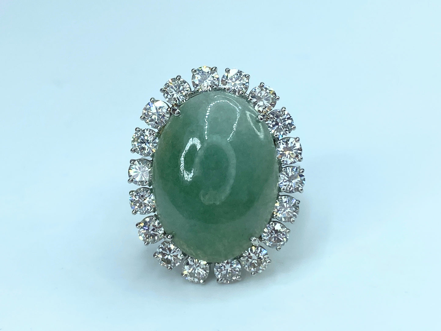 RUSER Platinum 950 Jadeite Diamond statement ring 11.3g s6.25 JR8901