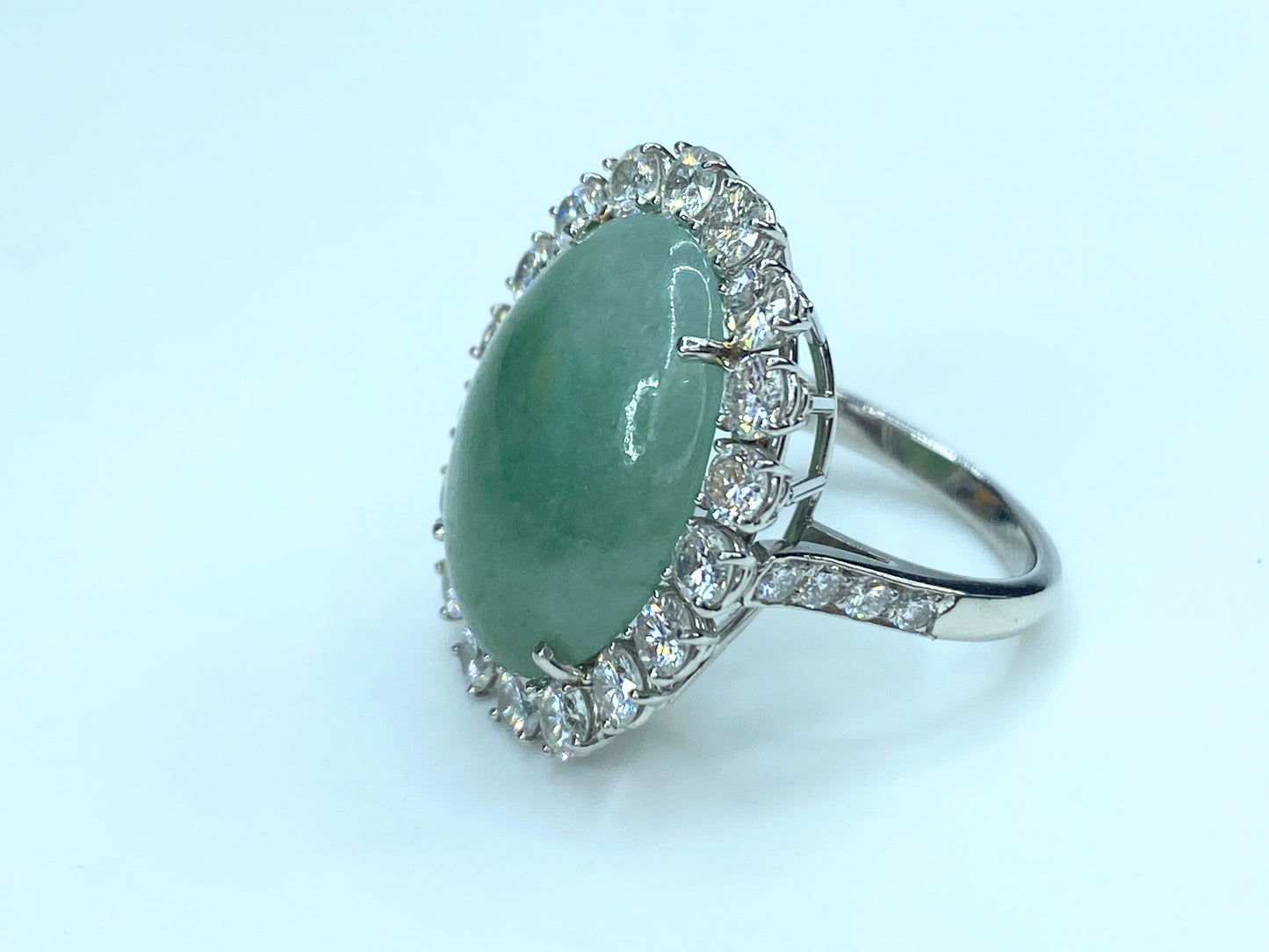 RUSER Platinum 950 Jadeite Diamond statement ring 11.3g s6.25 JR8901