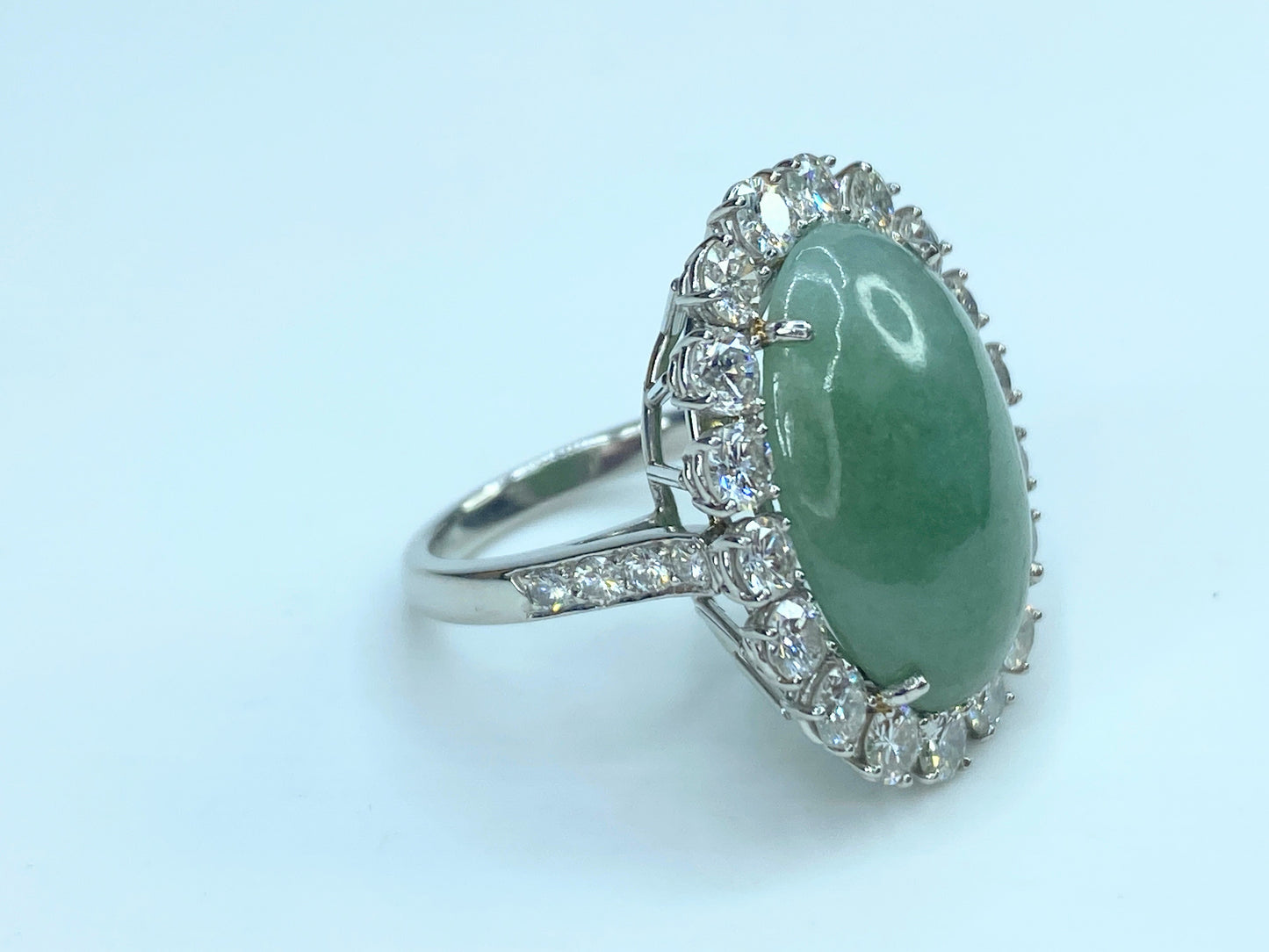 RUSER Platinum 950 Jadeite Diamond statement ring 11.3g s6.25 JR8901