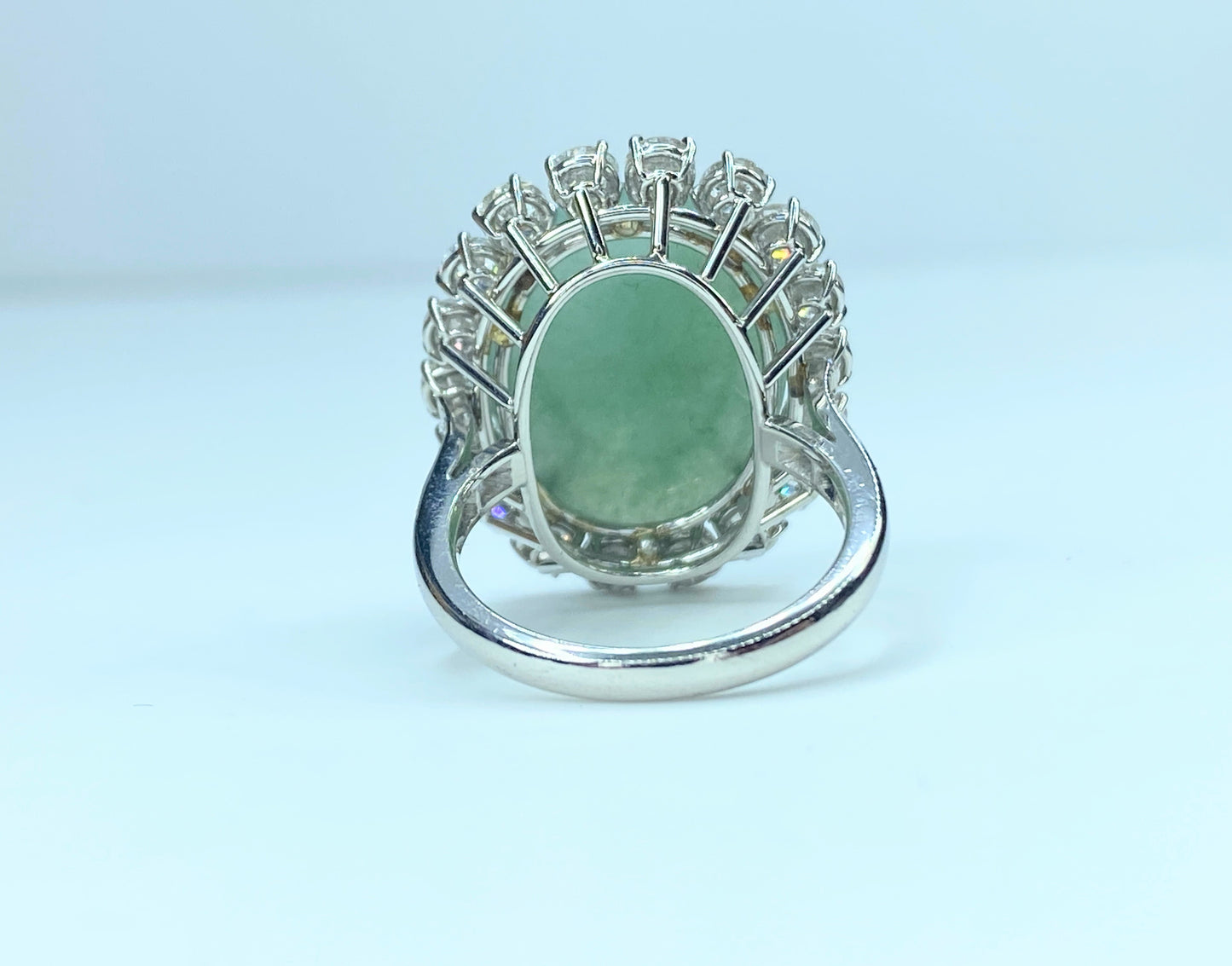 RUSER Platinum 950 Jadeite Diamond statement ring 11.3g s6.25 JR8901