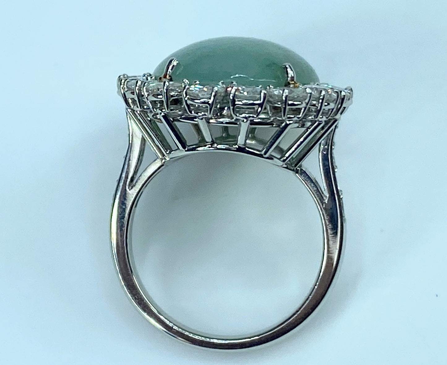 RUSER Platinum 950 Jadeite Diamond statement ring 11.3g s6.25 JR8901