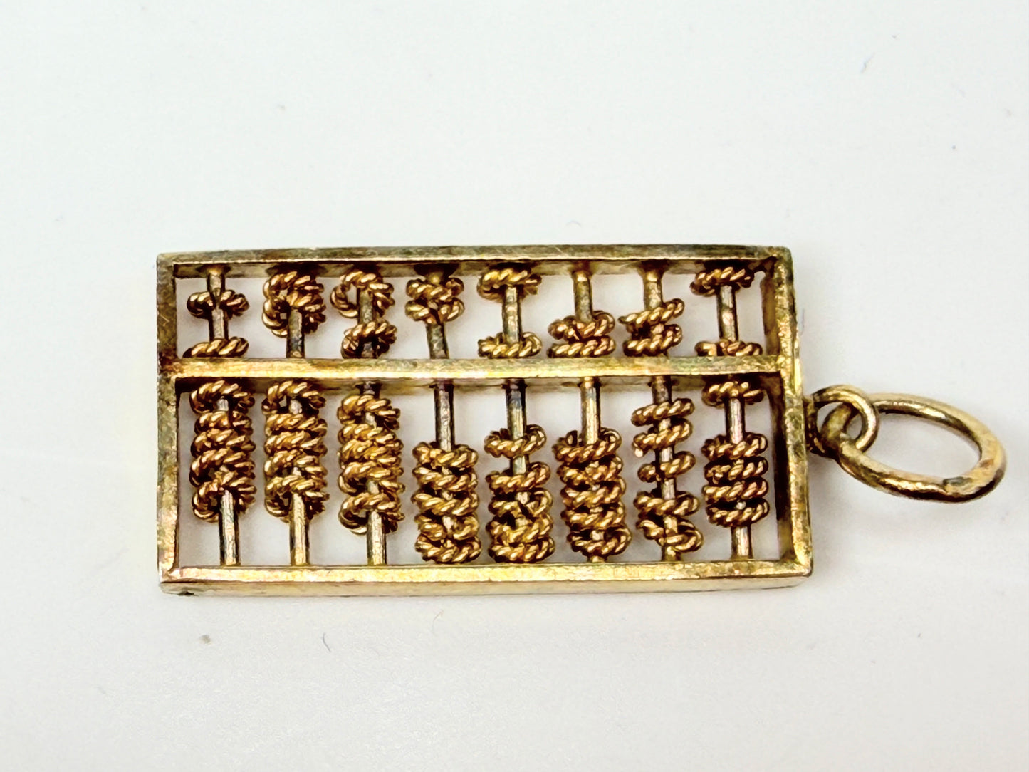Vintage 9-10K Gold Abacus Charm Pendant with Movable Textured Beads JR1146