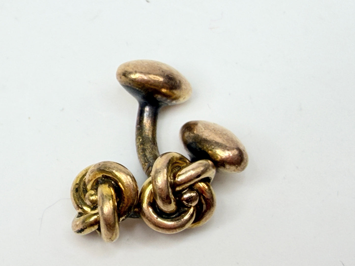 Antique Style 10K Gold Knot Cufflinks Yellow Gold with Soft Rose Overtone JR1147