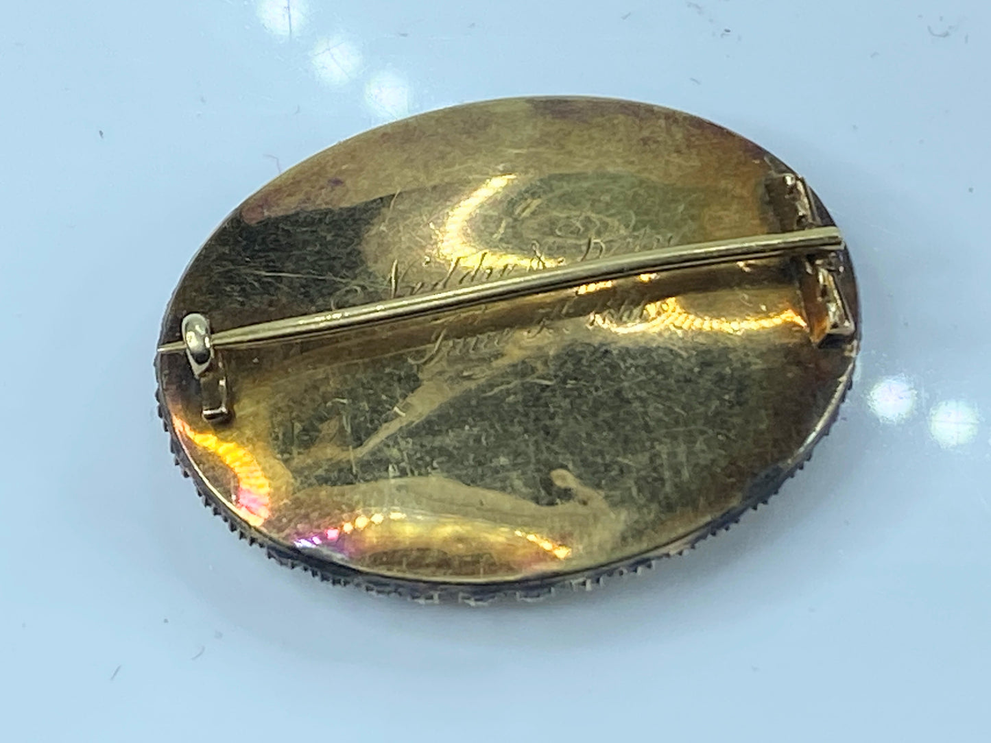 c1801 Lovely Victorian 14k Gold Pearl Memorial Hair Mourning brooch