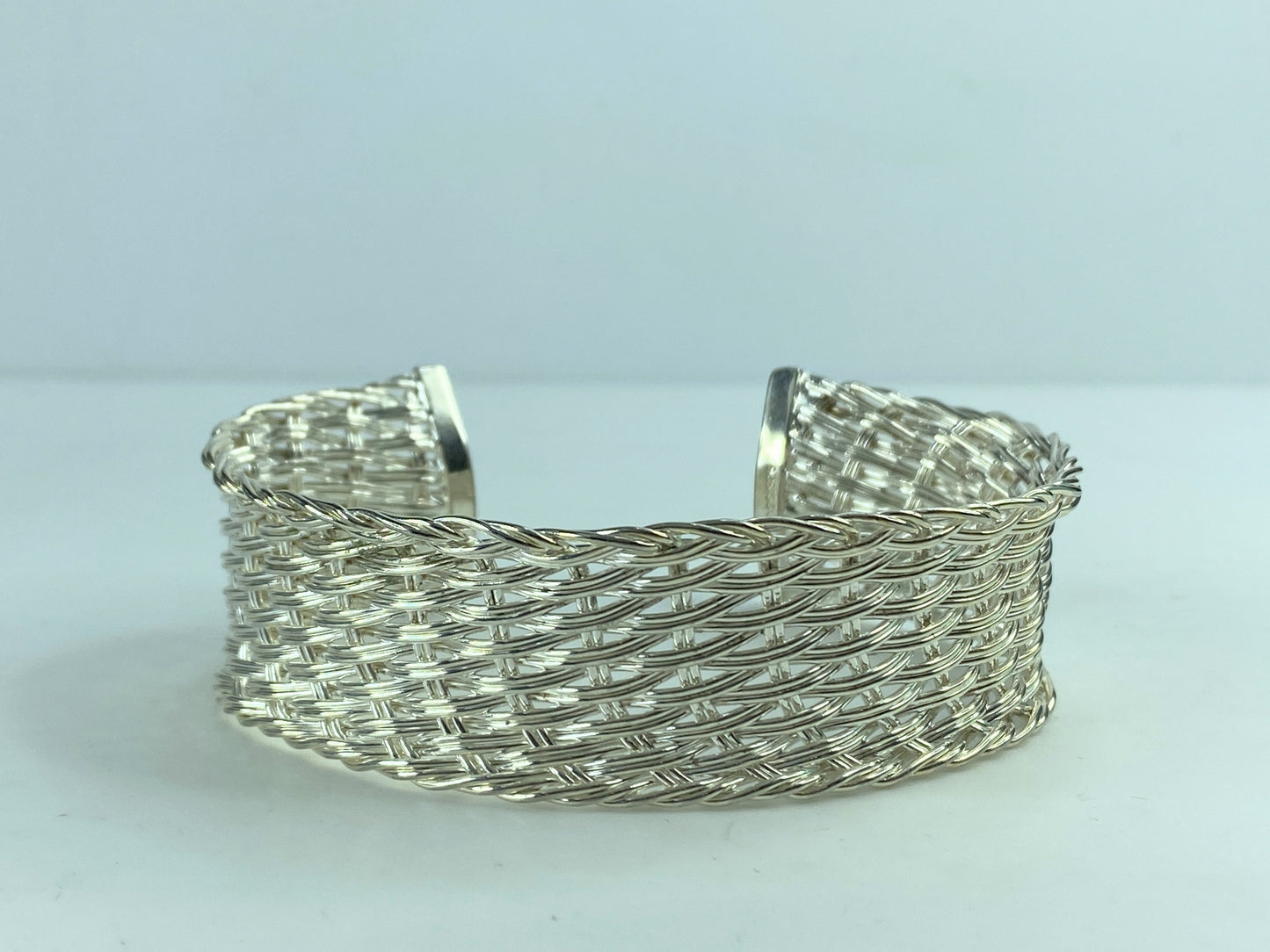 Rare Tiffany & Co. Sterling Silver Solid Wire Woven Cuff Bangle Bracelet JR623