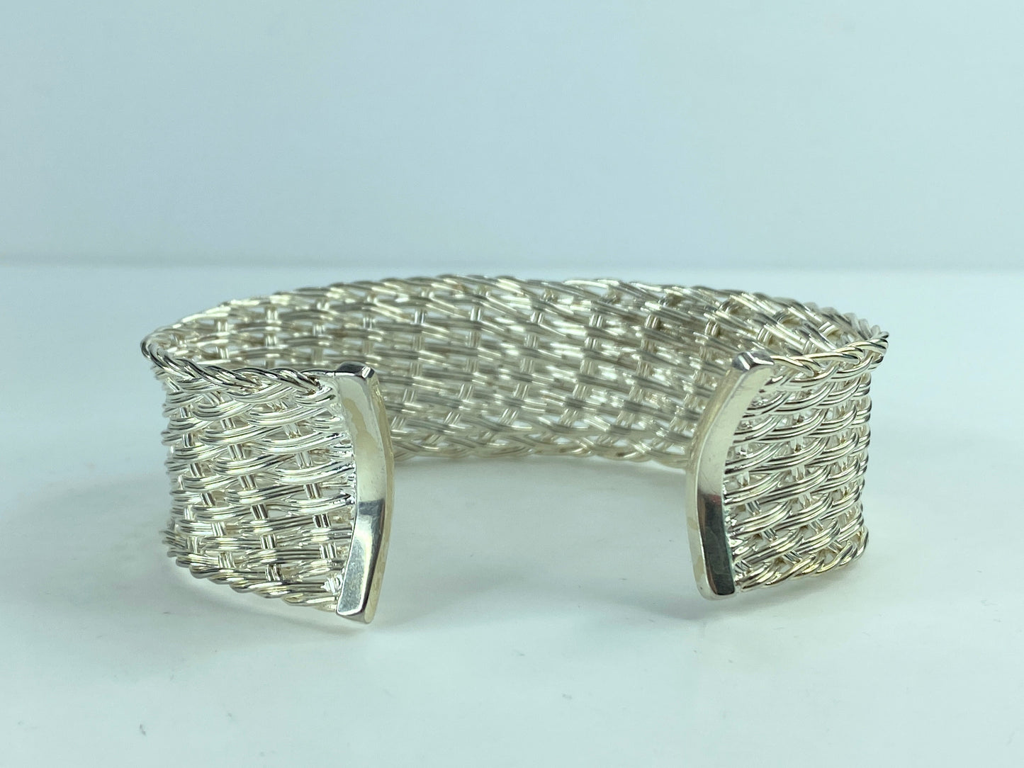 Rare Tiffany & Co. Sterling Silver Solid Wire Woven Cuff Bangle Bracelet JR623