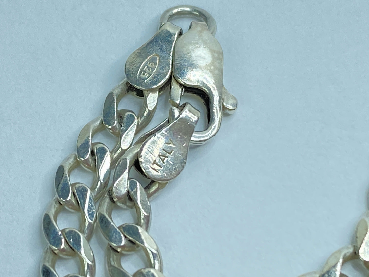 Italian 925 Sterling Silver Curb Chain Bracelet w St Christopher Medal JR1099