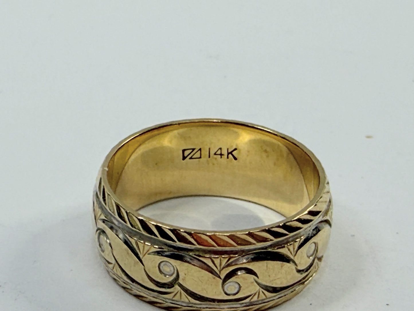 Art Deco 14K Yellow Gold Engraved Band Ring Size 6.75 6.6g JR1189