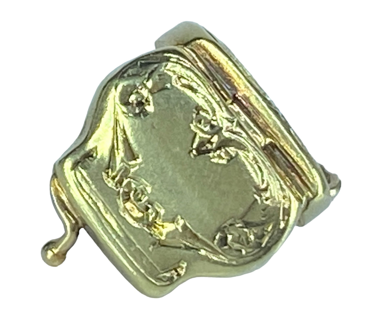 Art Deco 14K gold repousse etching locket mechanical purse 2.8g JR8092