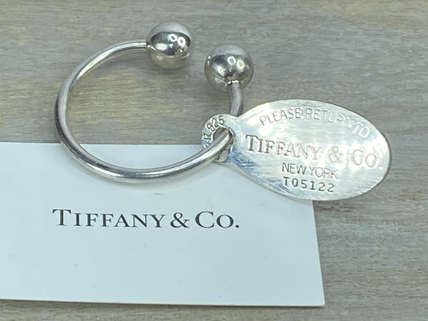 Tiffany & Co. Sterling PLEASE RETURN TO Tiffany & Co. oval tag keyring