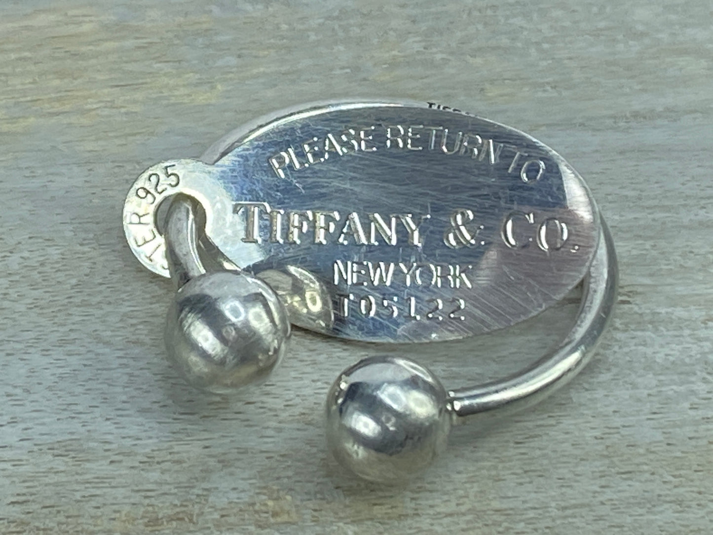Tiffany & Co. Sterling PLEASE RETURN TO Tiffany & Co. oval tag keyring
