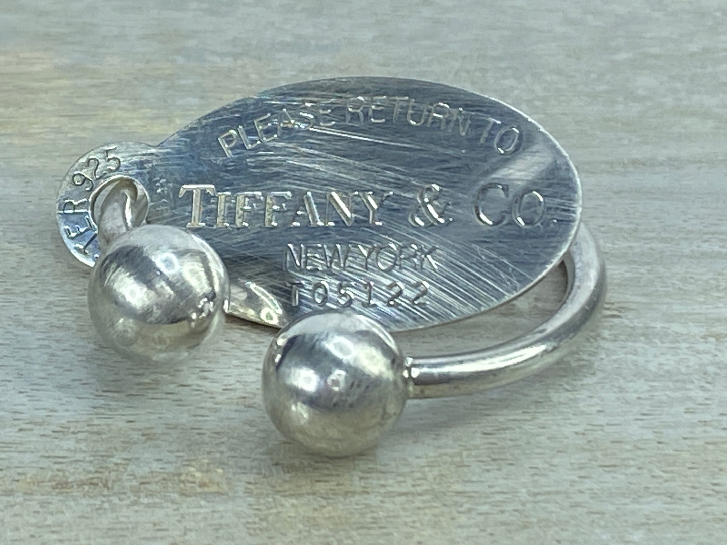 Tiffany & Co. Sterling PLEASE RETURN TO Tiffany & Co. oval tag keyring