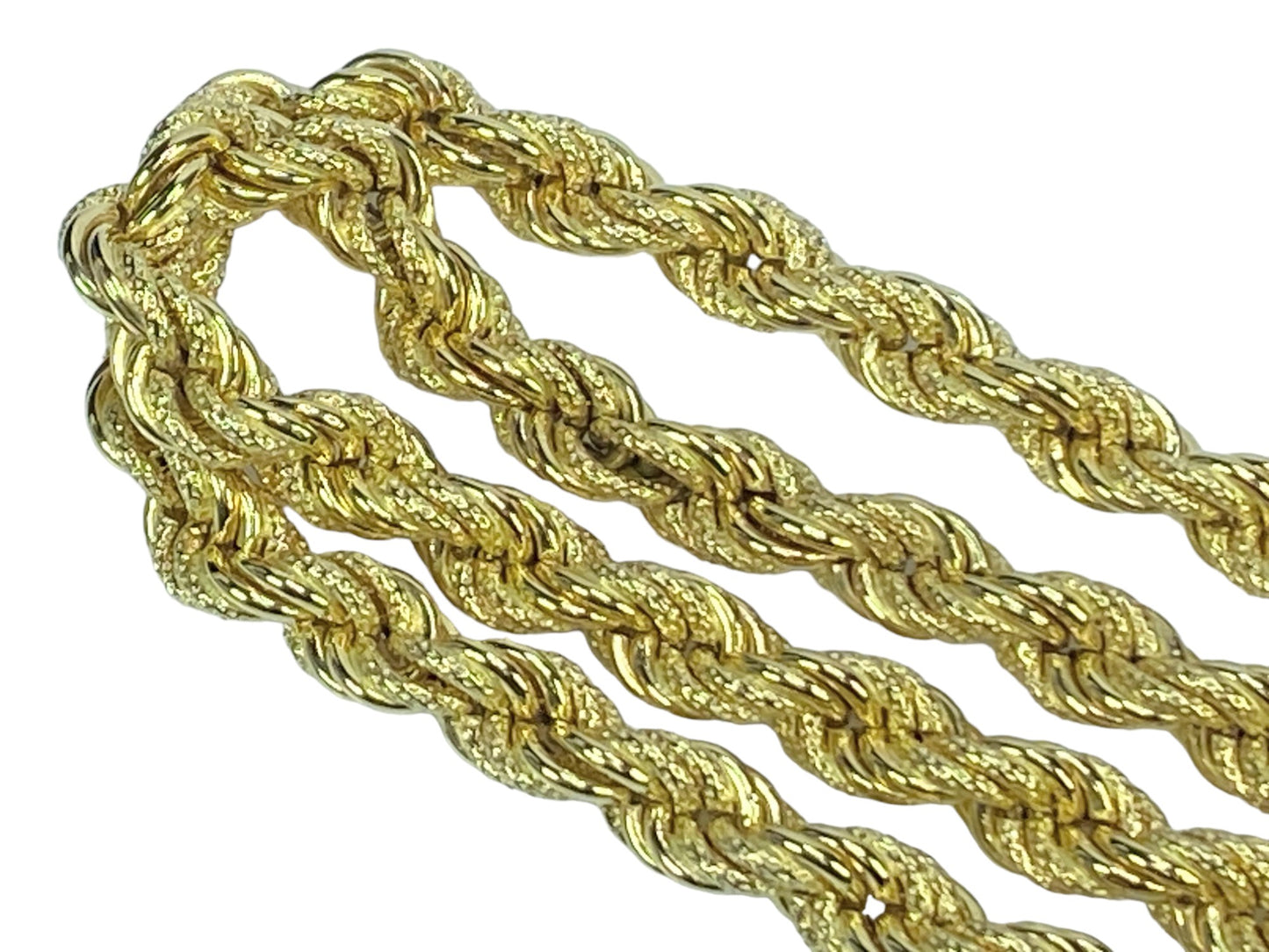 Fancy Italy 18K 7.6mm Texture Polish Rope link extra long necklace