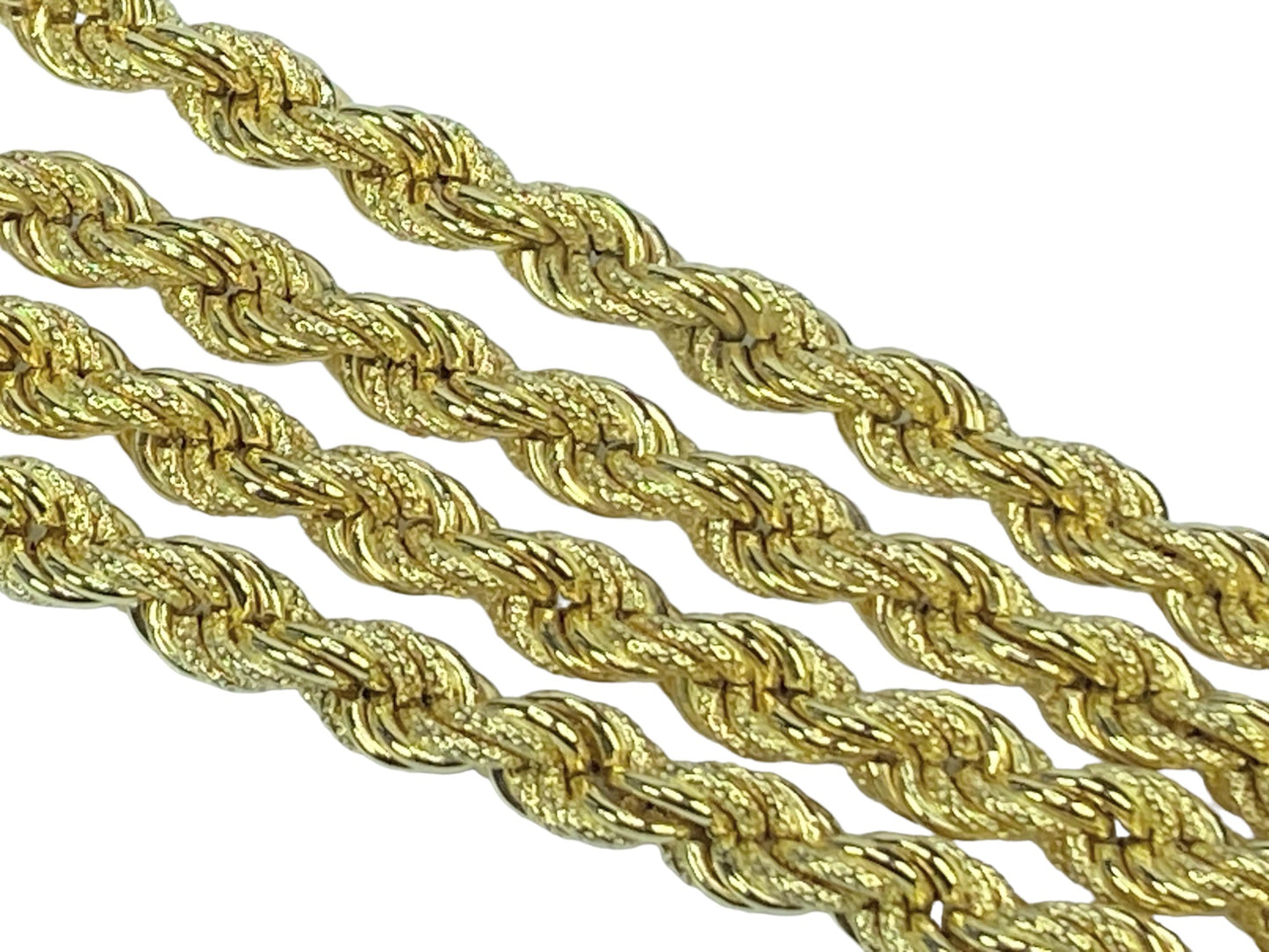 Fancy Italy 18K 7.6mm Texture Polish Rope link extra long necklace